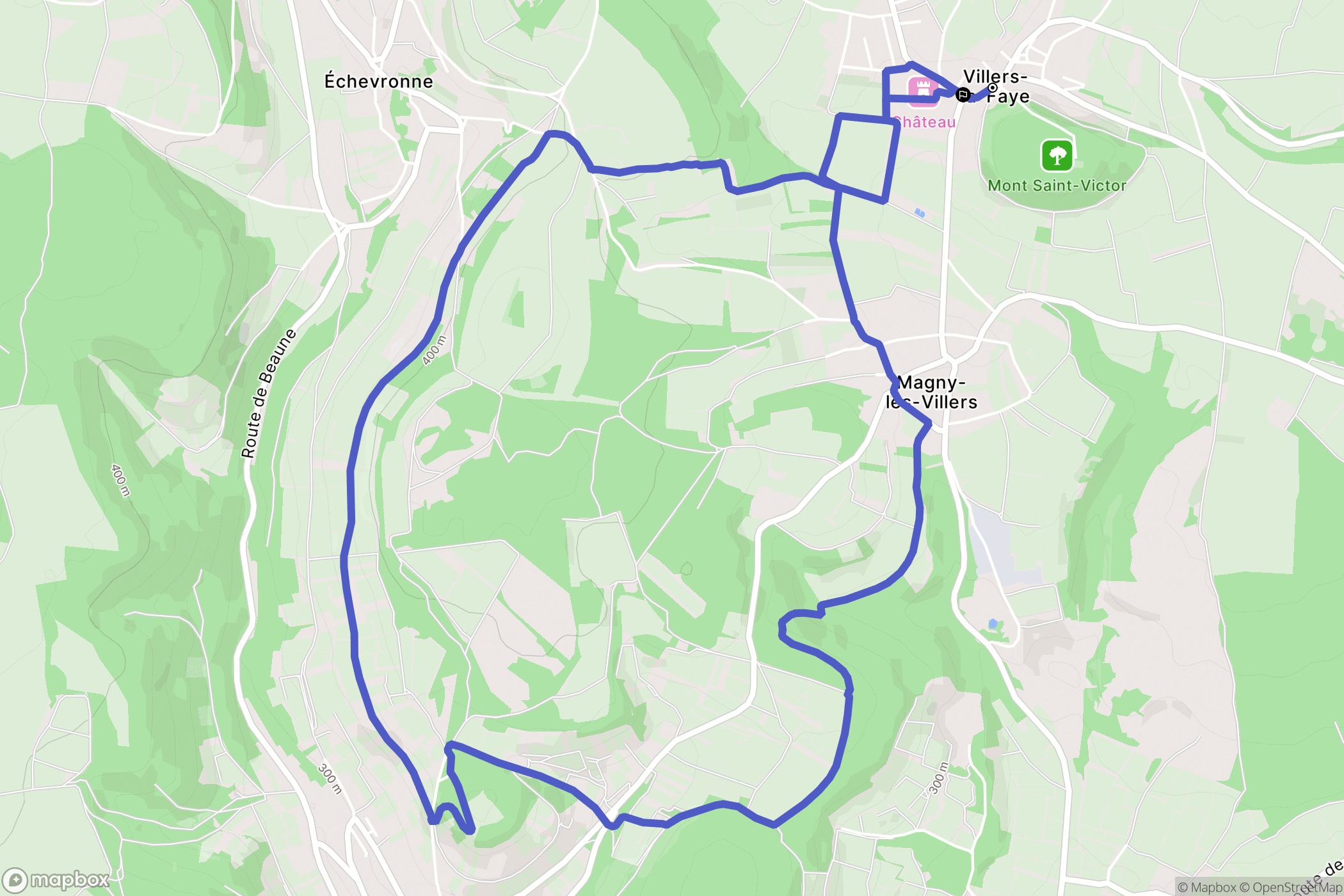 Villers-la-Faye : carte du parcours de randonnée - France