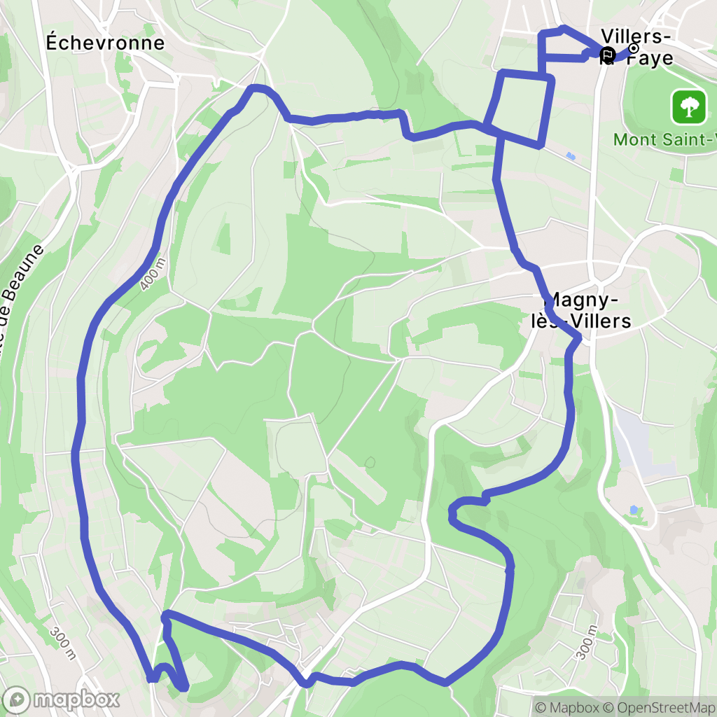Villers-la-Faye : carte du parcours de randonnée - France