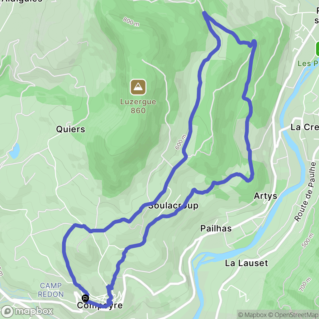 Compeyre : carte du parcours de randonnée - France