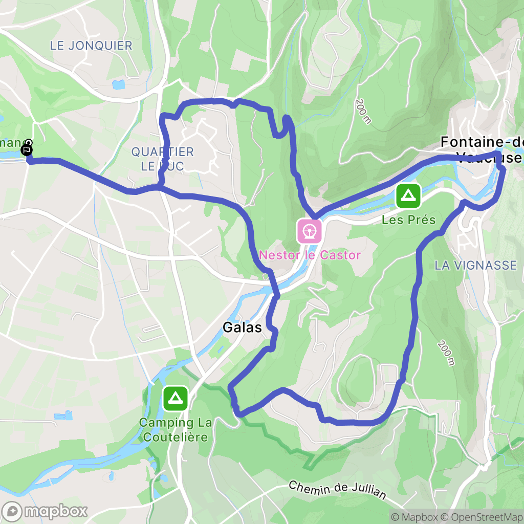 Saumane-de-Vaucluse : carte du parcours de randonnée - France
