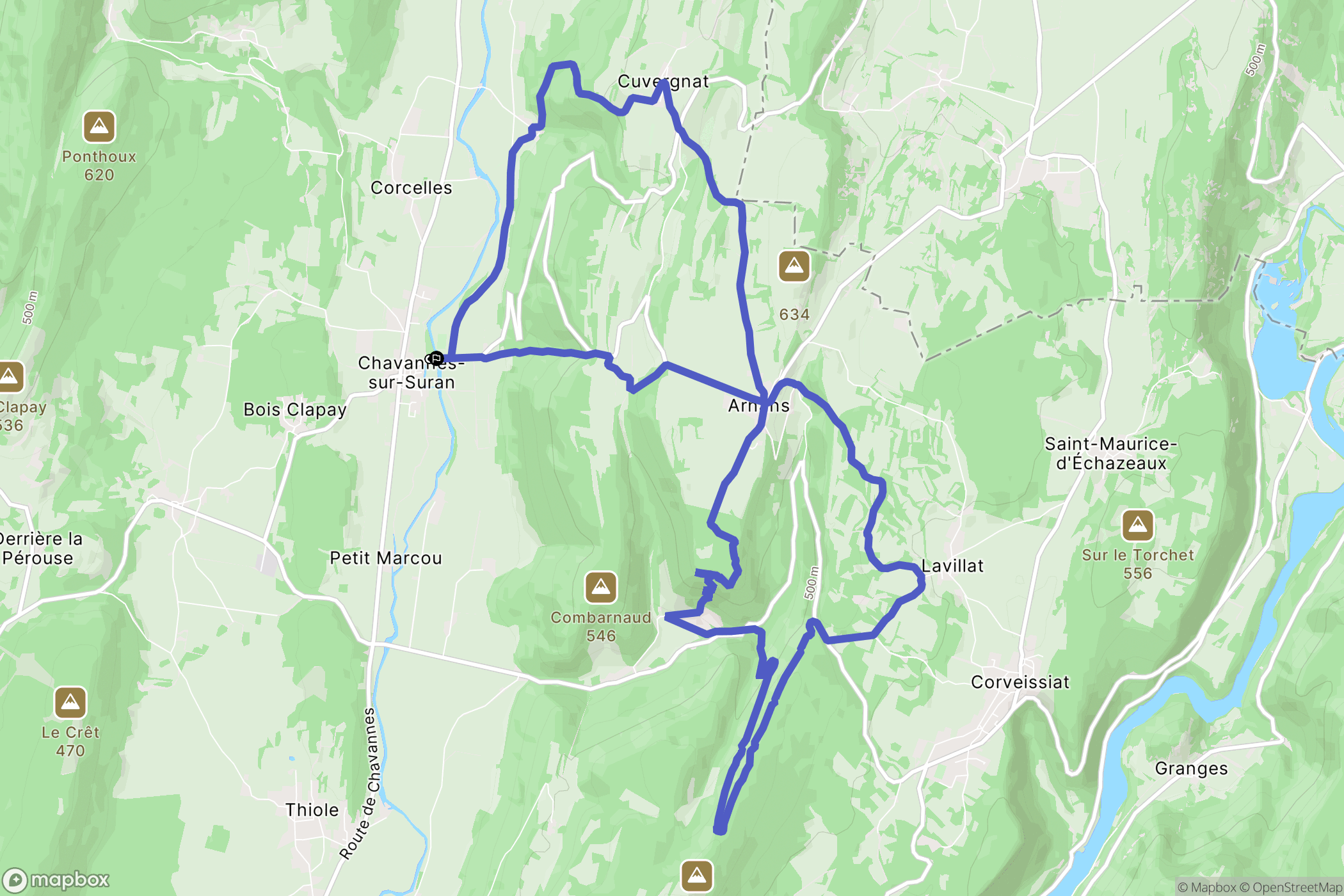 Nivigne et Suran : carte du parcours de randonnée - France