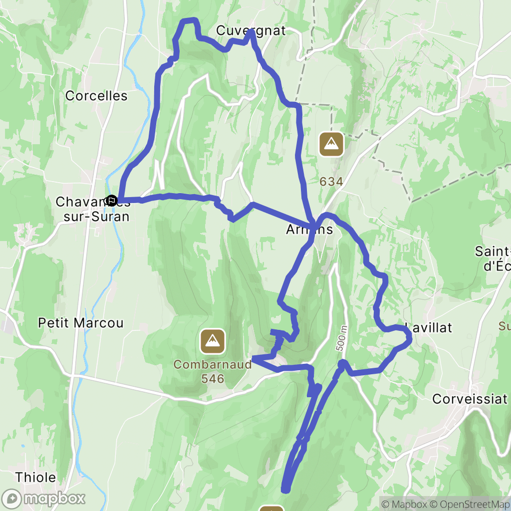 Nivigne et Suran : carte du parcours de randonnée - France