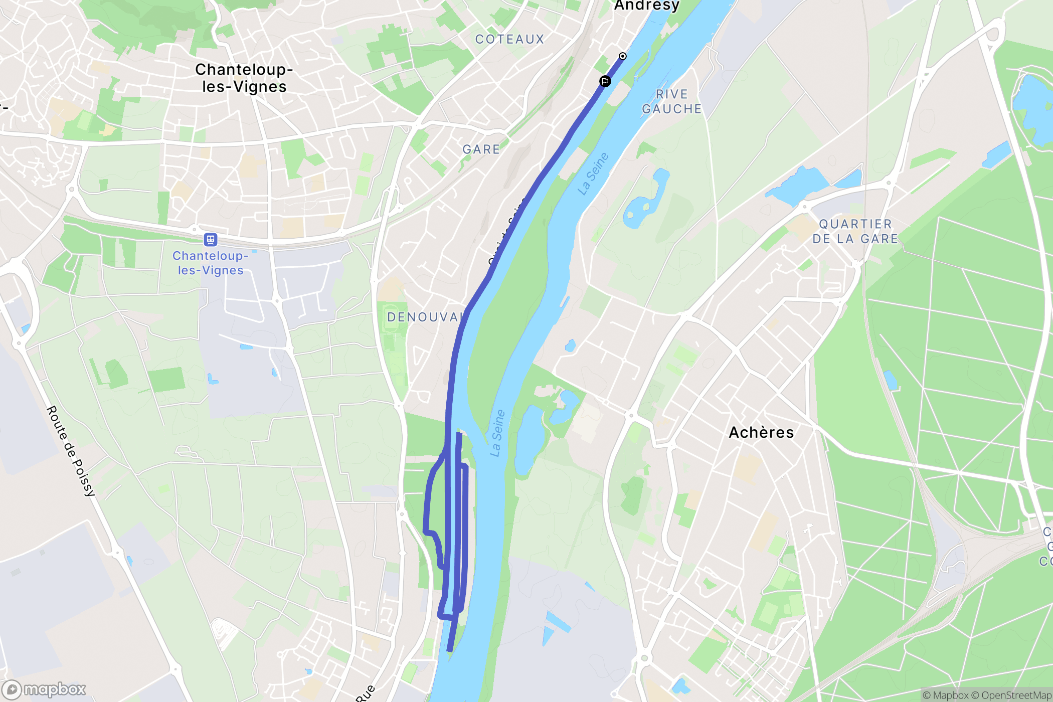 Andrésy : carte du parcours de randonnée - France