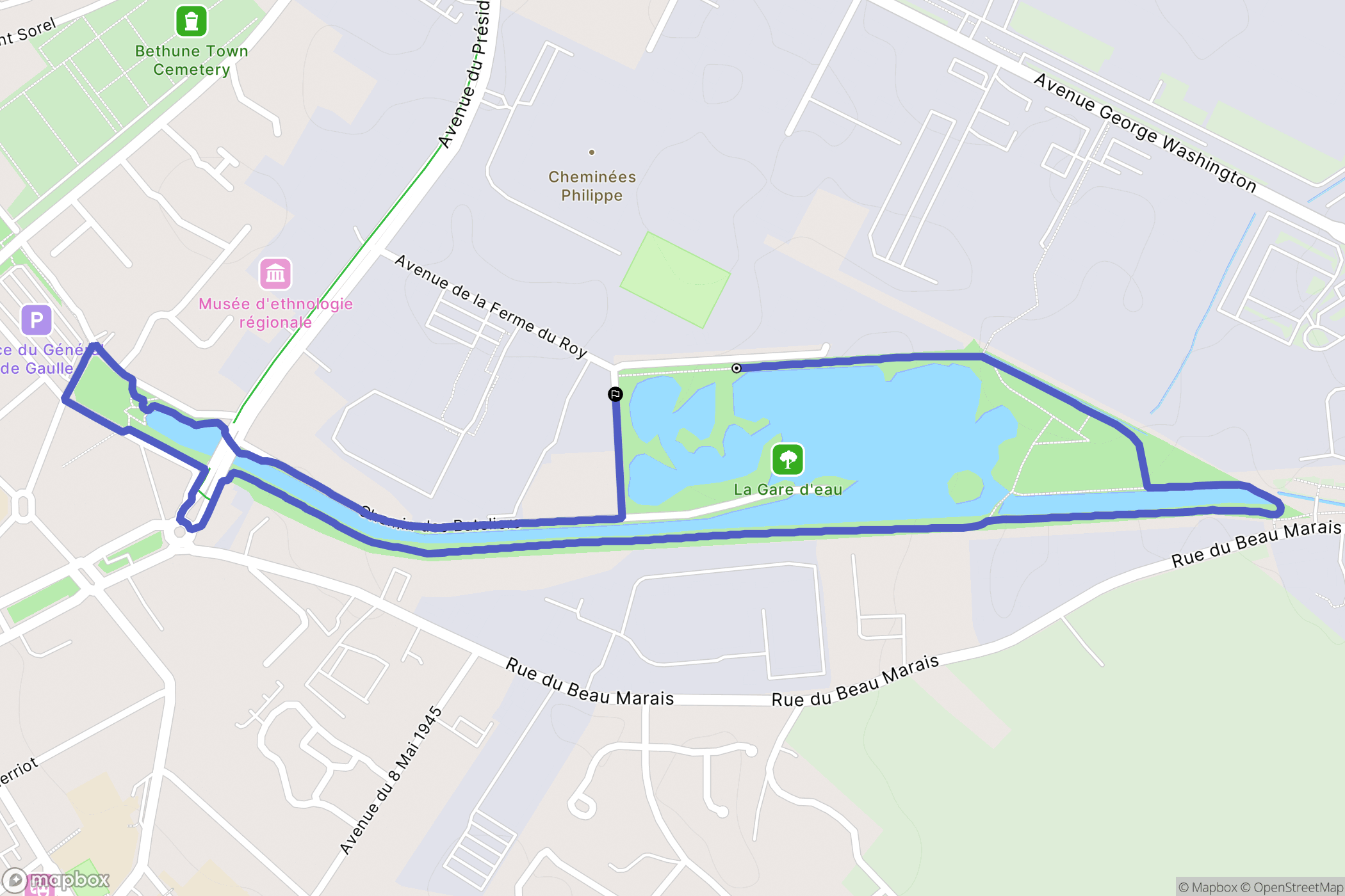Béthune : carte du parcours de randonnée - France