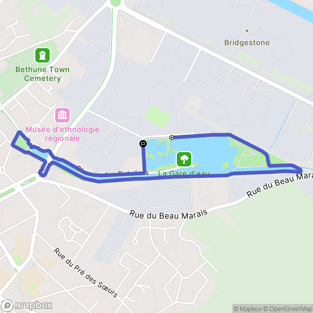 Béthune : carte du parcours de randonnée - France