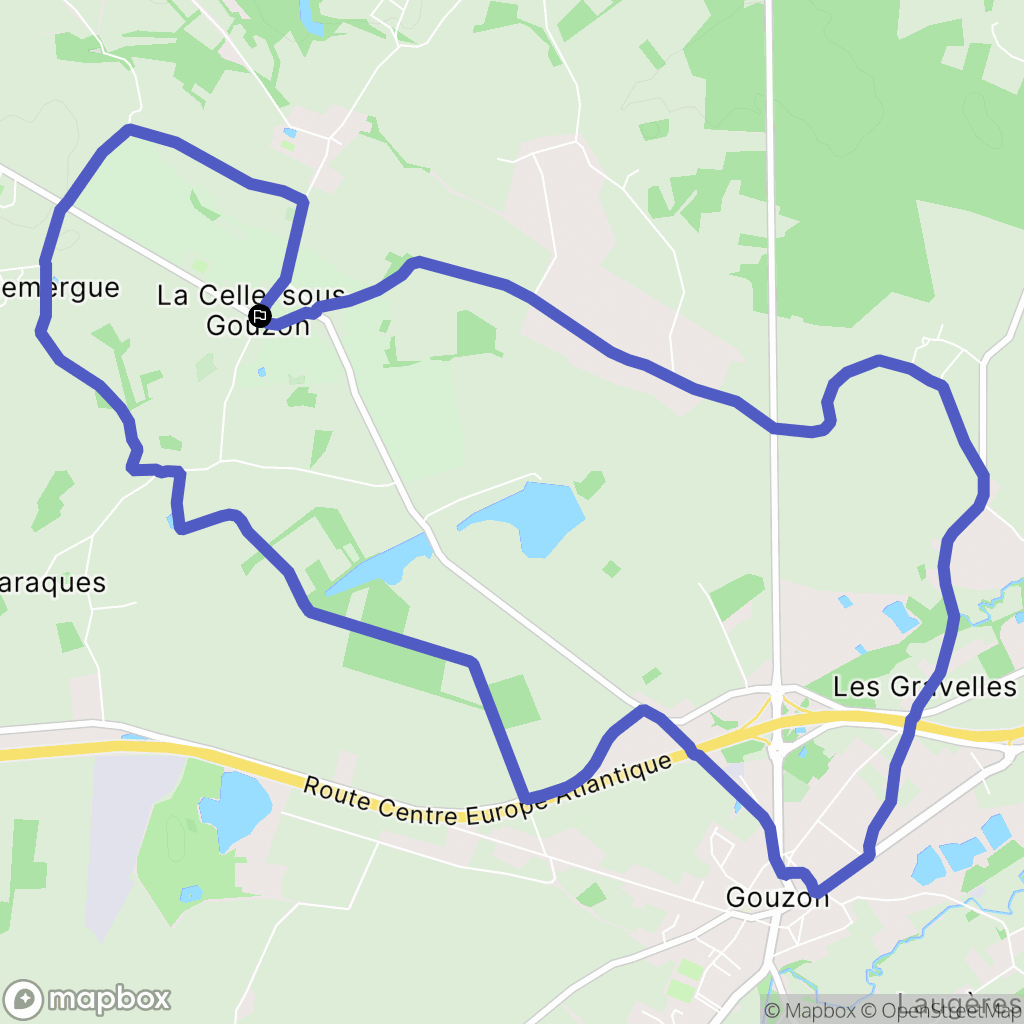 La Celle-Sous-Gouzon : carte du parcours de randonnée - France