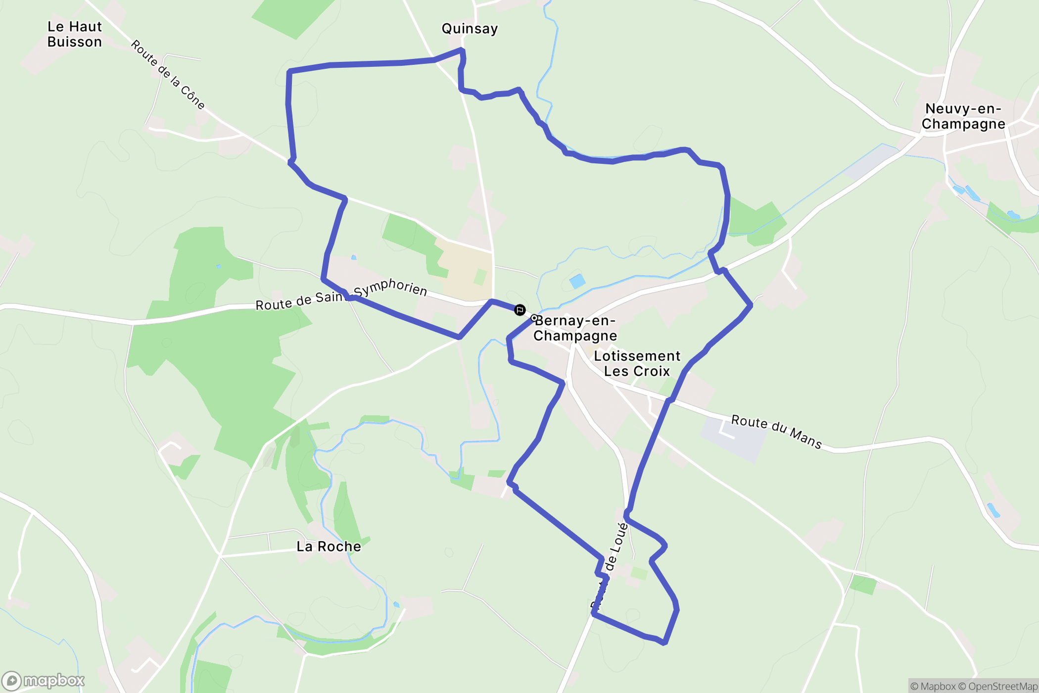 Bernay-Neuvy-en-Champagne : carte du parcours de randonnée - France