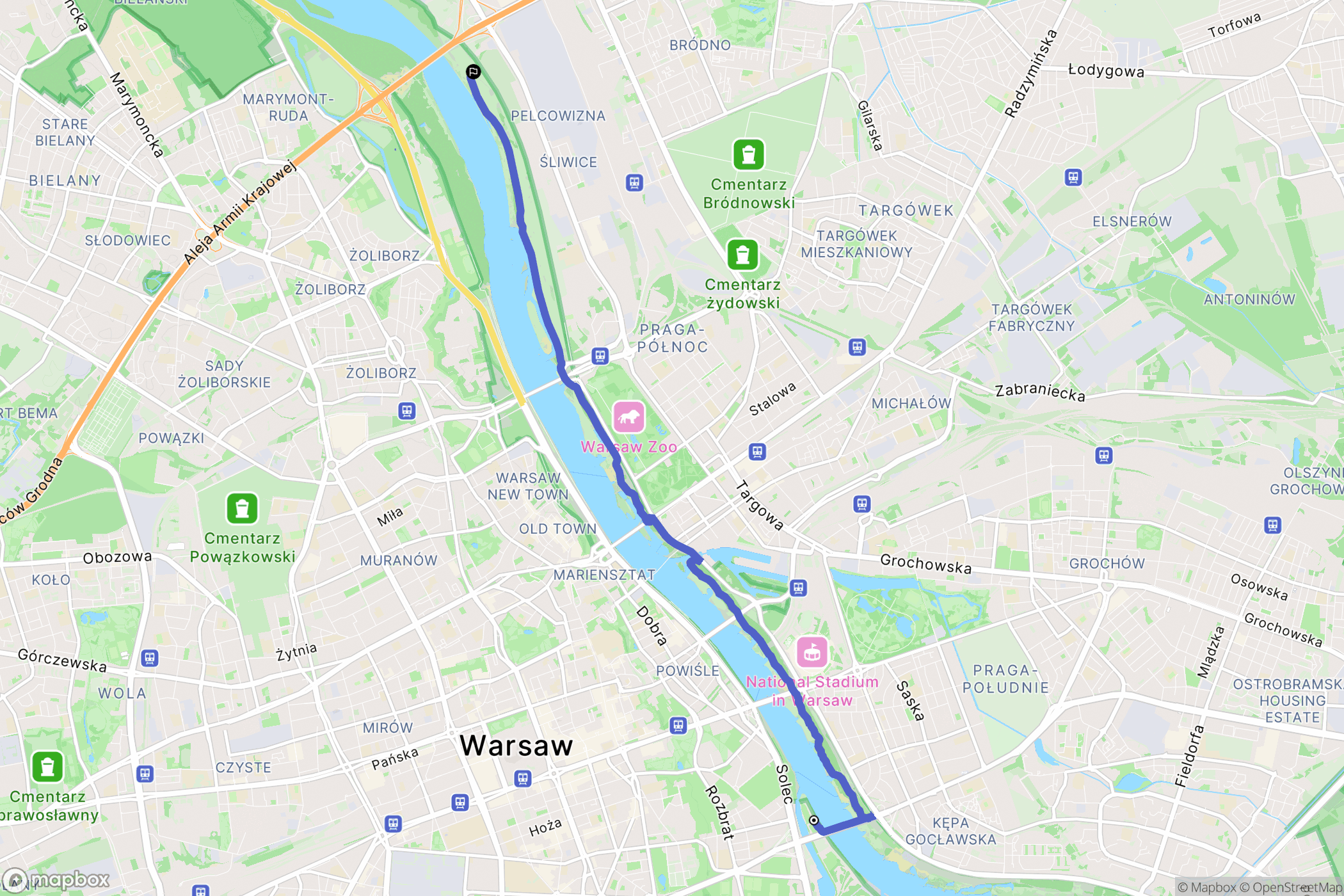 Warszawa: mapa trasy - Poland