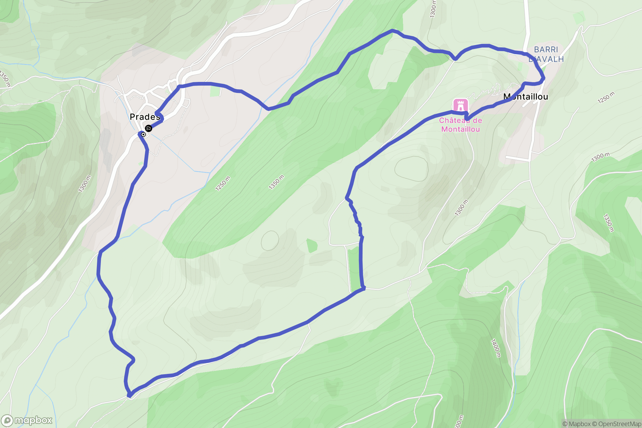 Prades : carte du parcours de randonnée - France