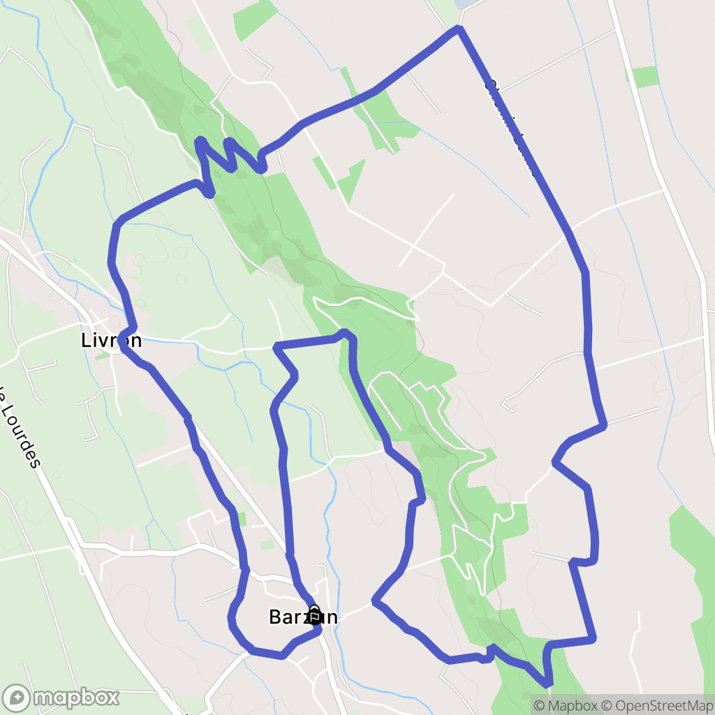 Barzun : carte du parcours de randonnée - France