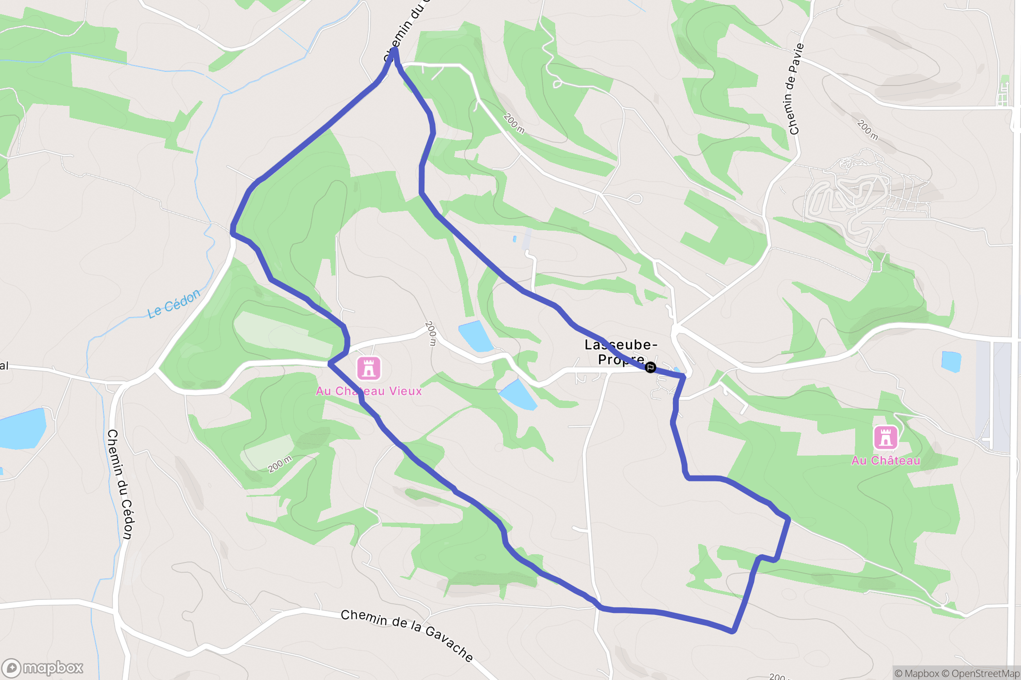 Lasseube-Propre : carte du parcours de randonnée - France