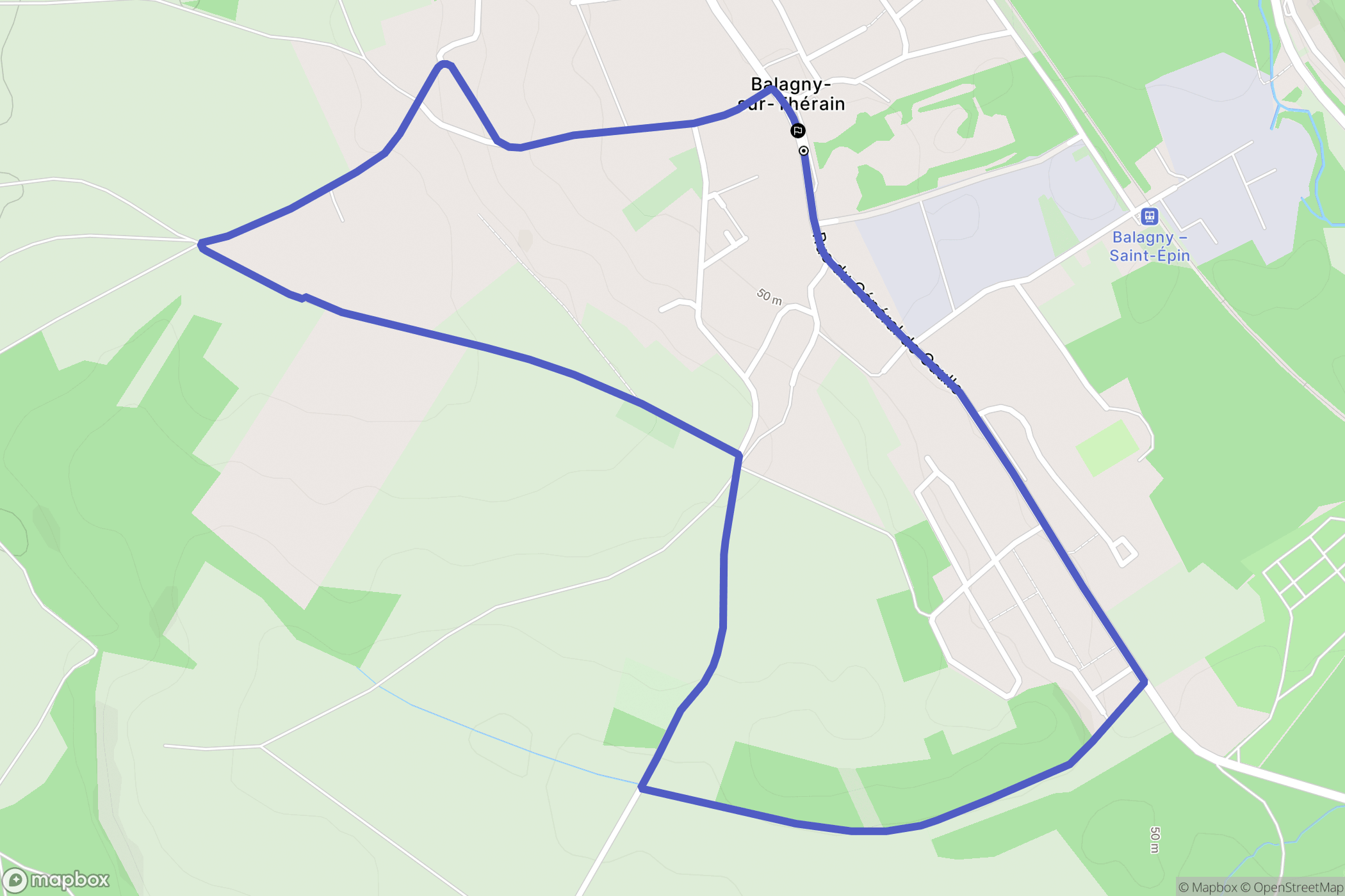 Balagny-sur-Thérain : carte du parcours de randonnée - France