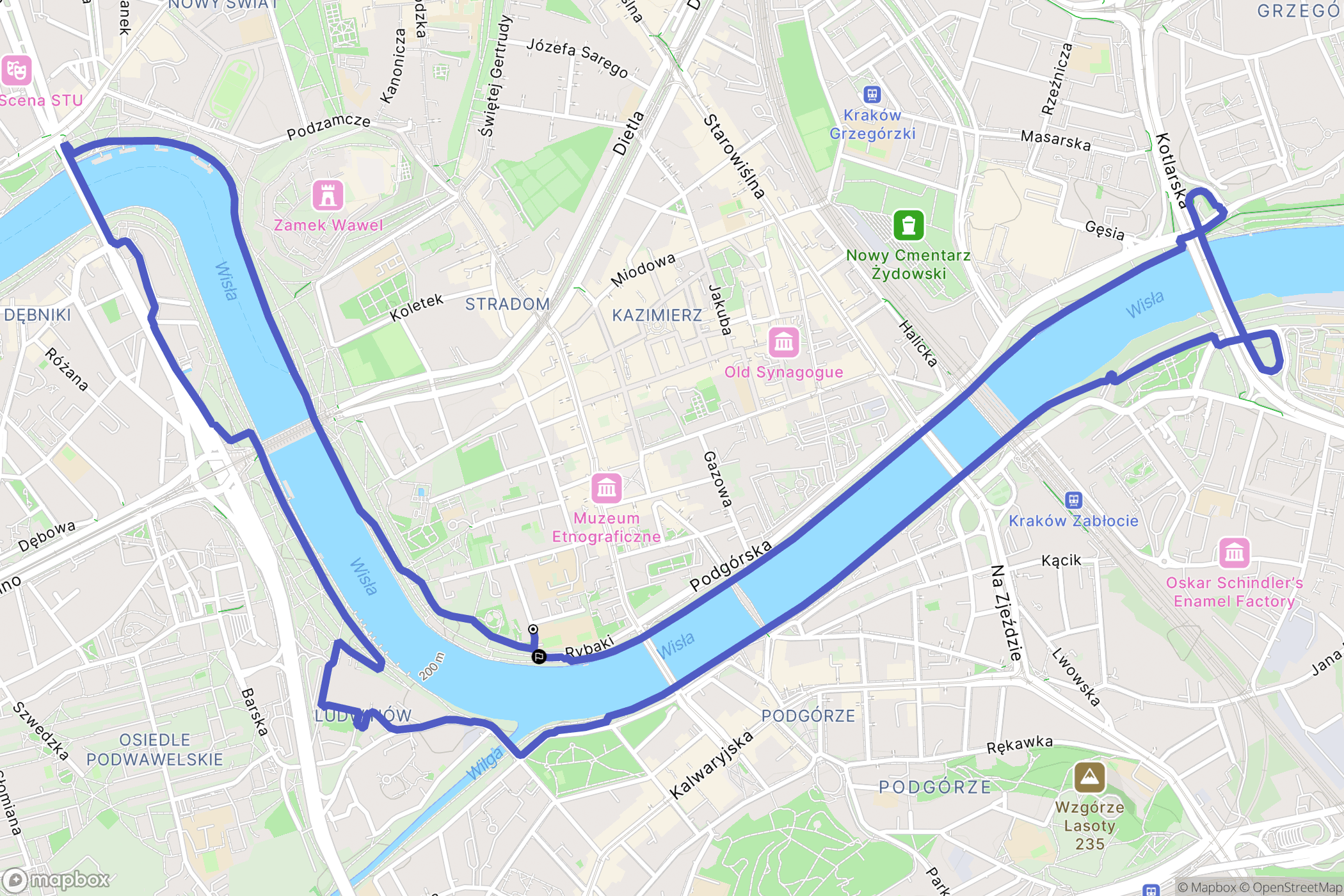 Kraków: mapa trasy - Poland