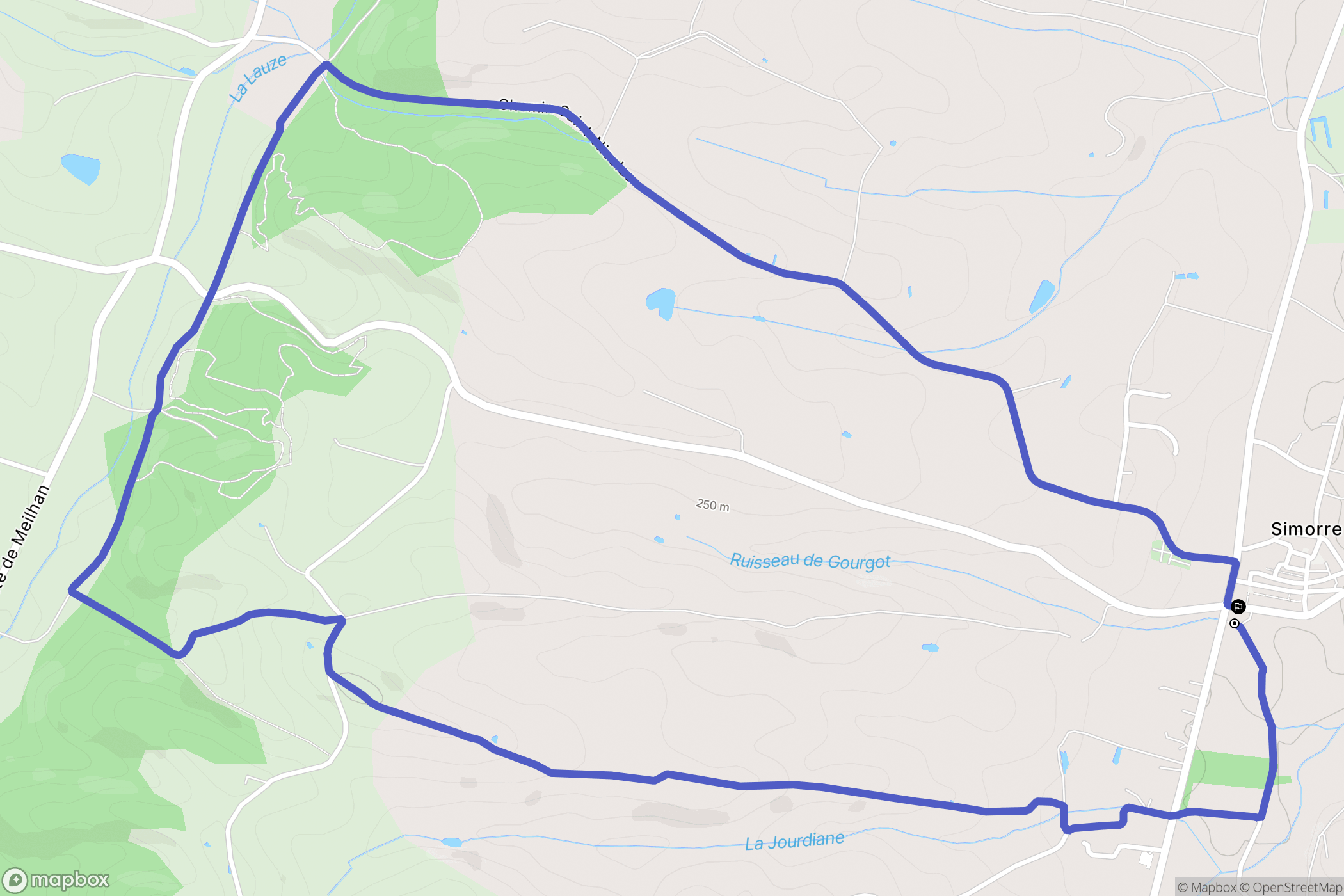 Simorre : carte du parcours de randonnée - France