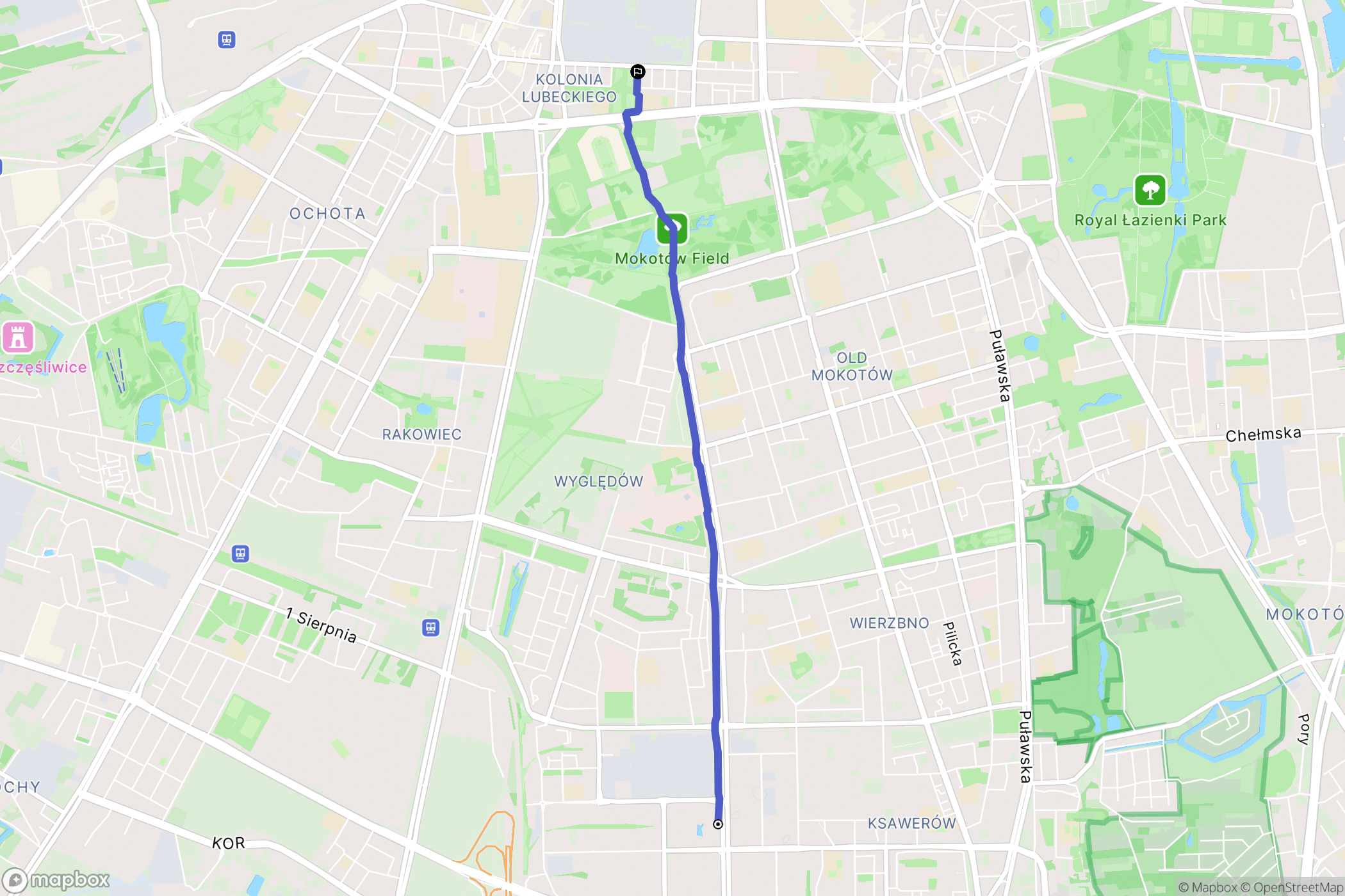 Warszawa: mapa trasy - Poland