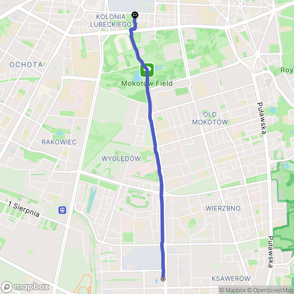 Warszawa: mapa trasy - Poland