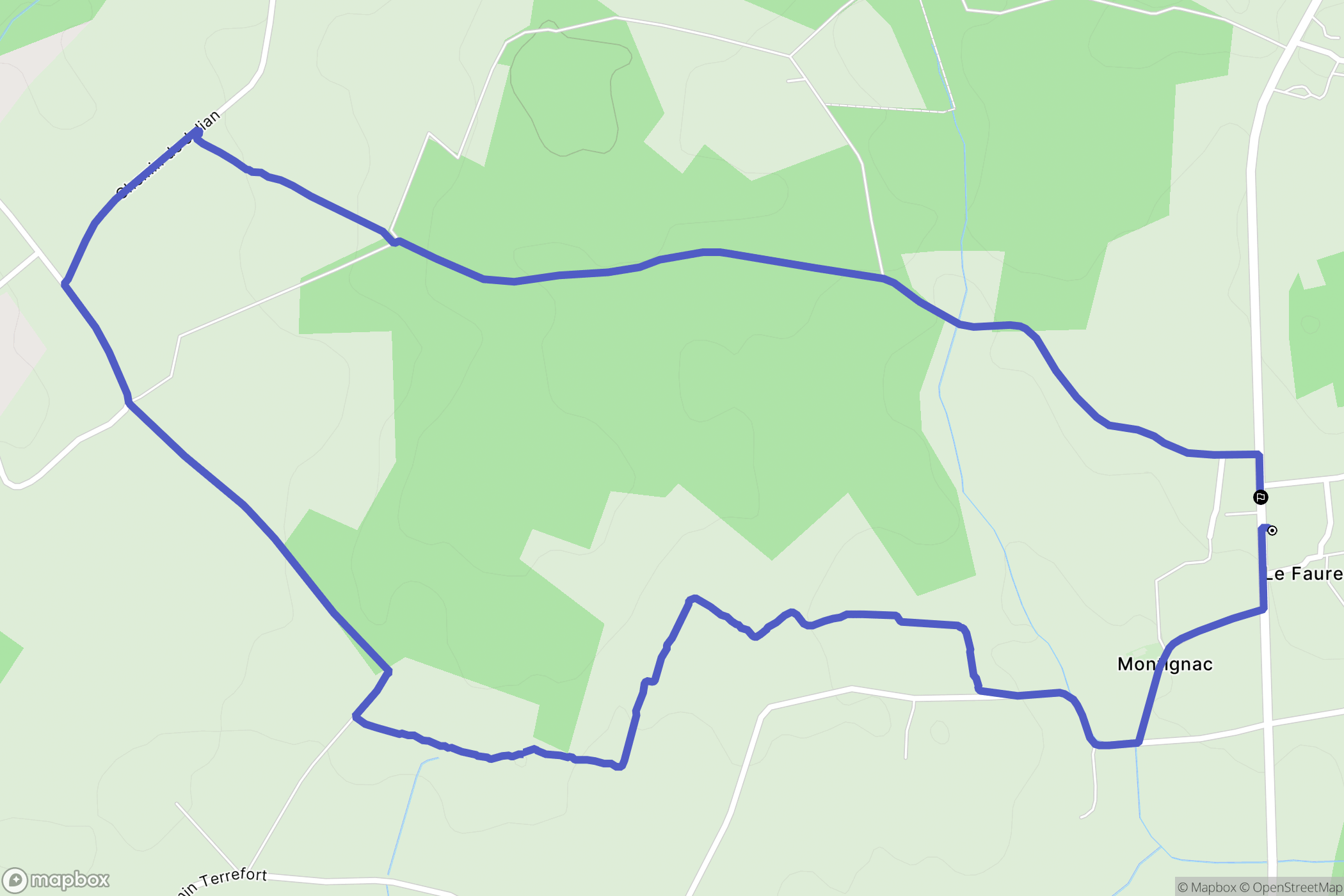 Montignac : carte du parcours de randonnée - France