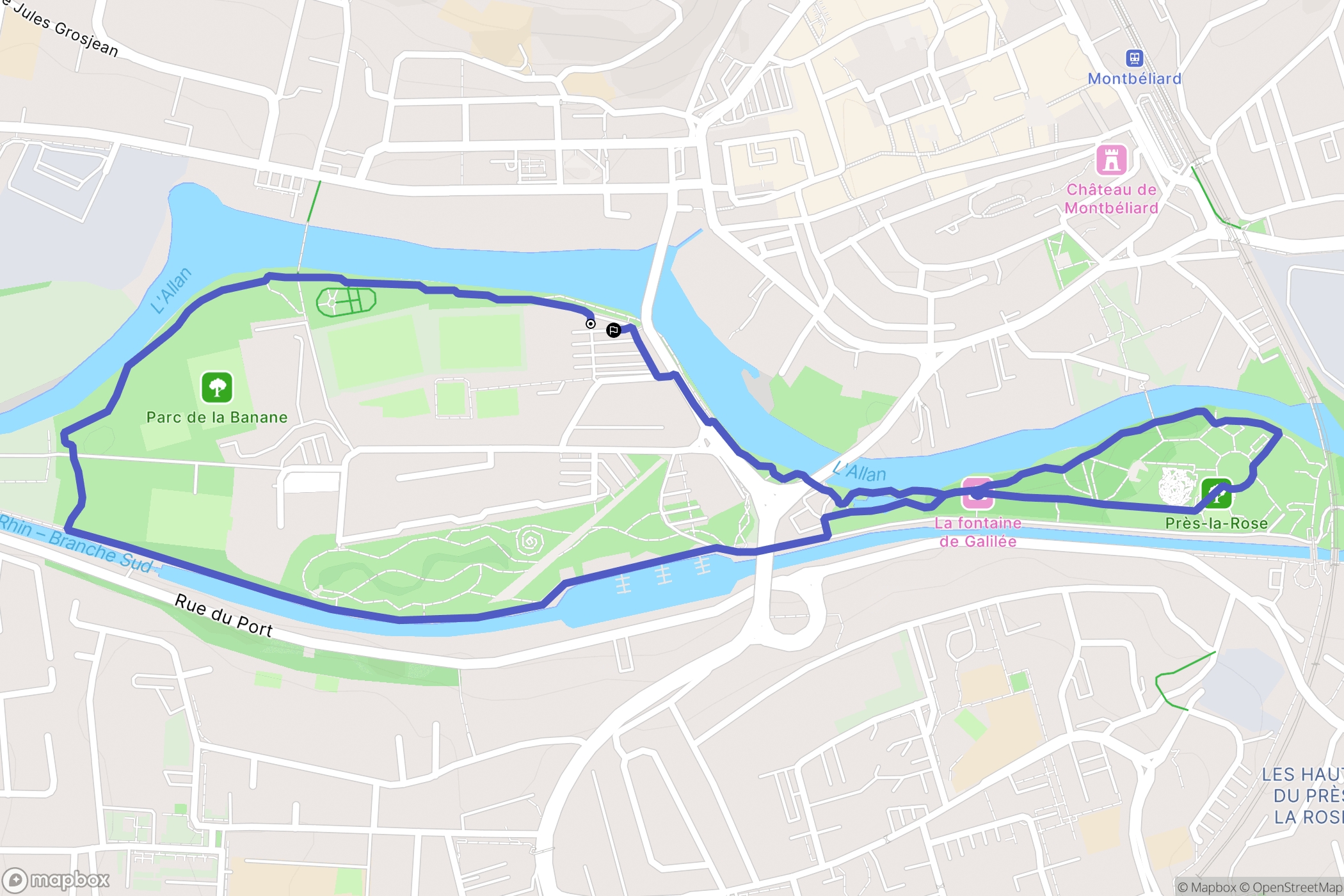 Montbéliard : carte du parcours de randonnée - France