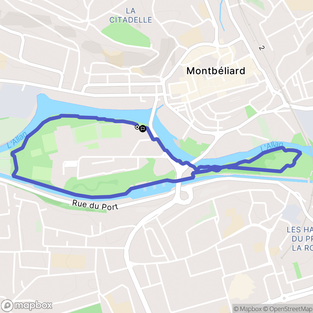 Montbéliard : carte du parcours de randonnée - France