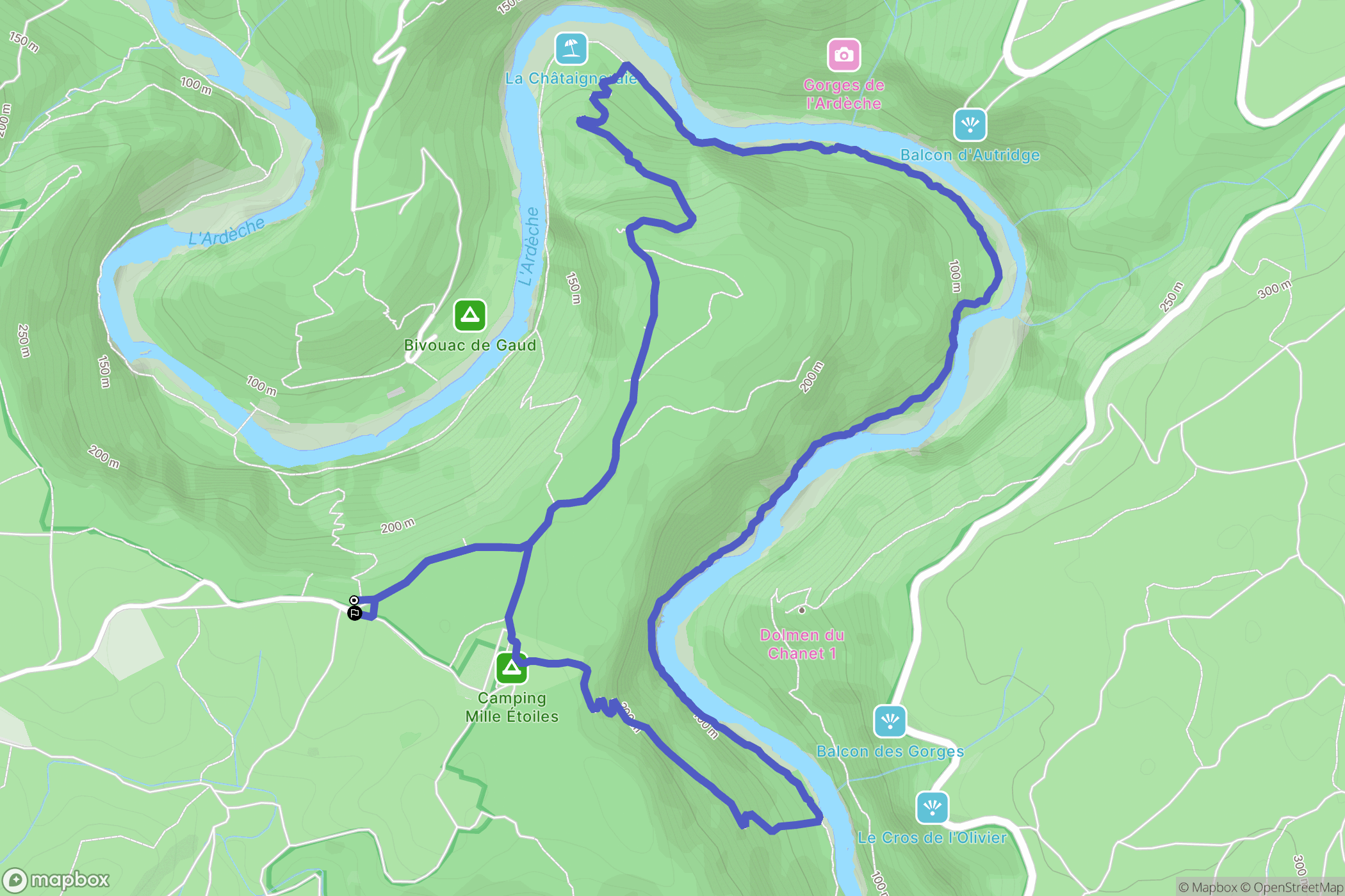 Labastide-de-Virac : carte du parcours de randonnée - France