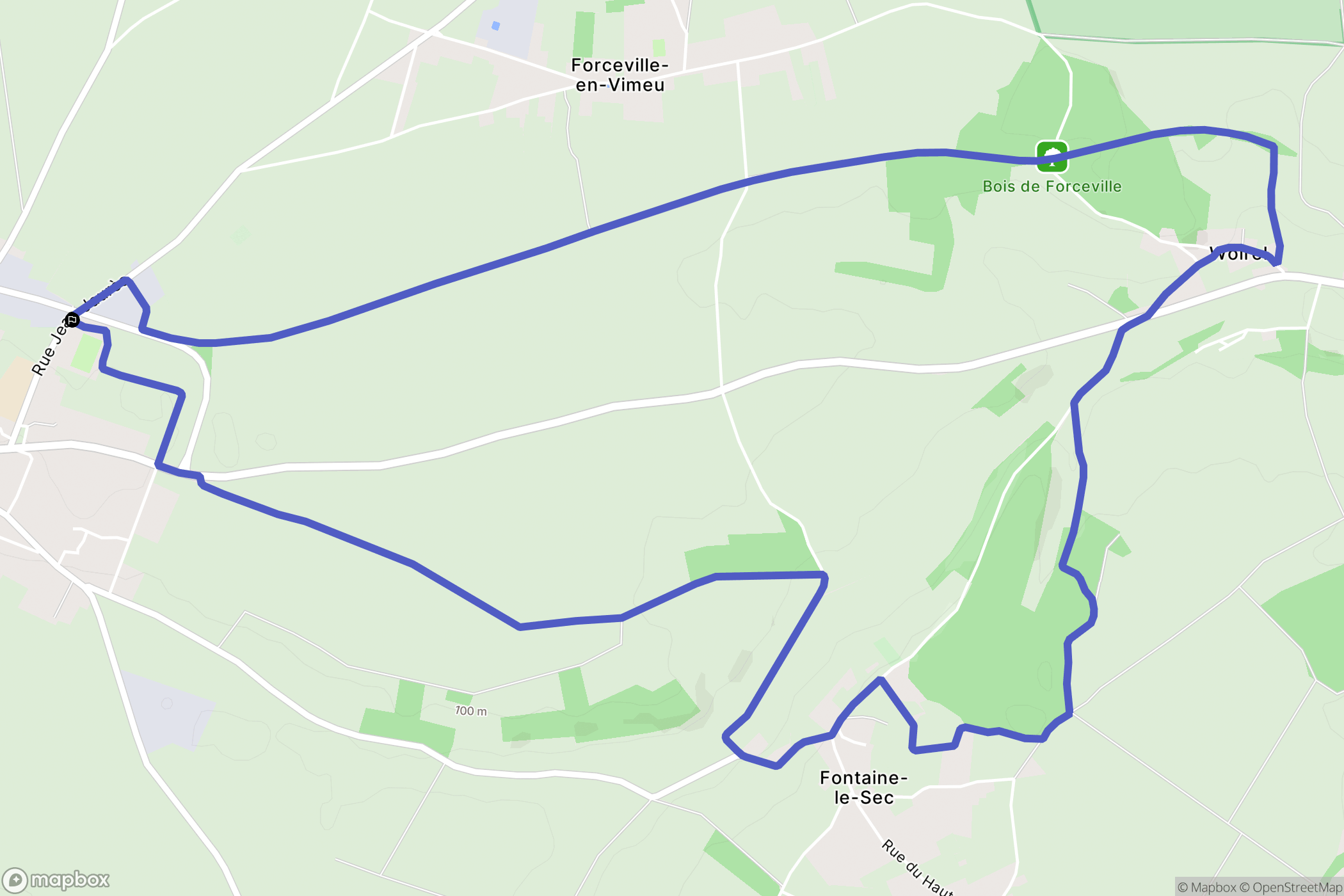 Oisemont : carte du parcours de randonnée - France