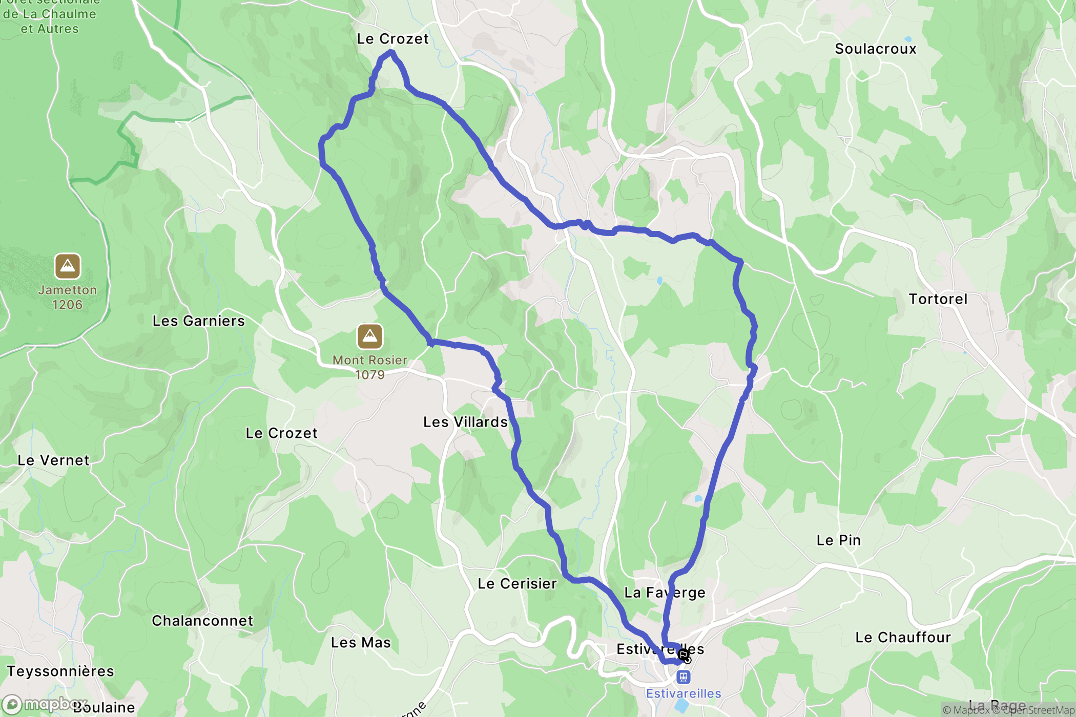 Estivareilles : carte du parcours de randonnée - France