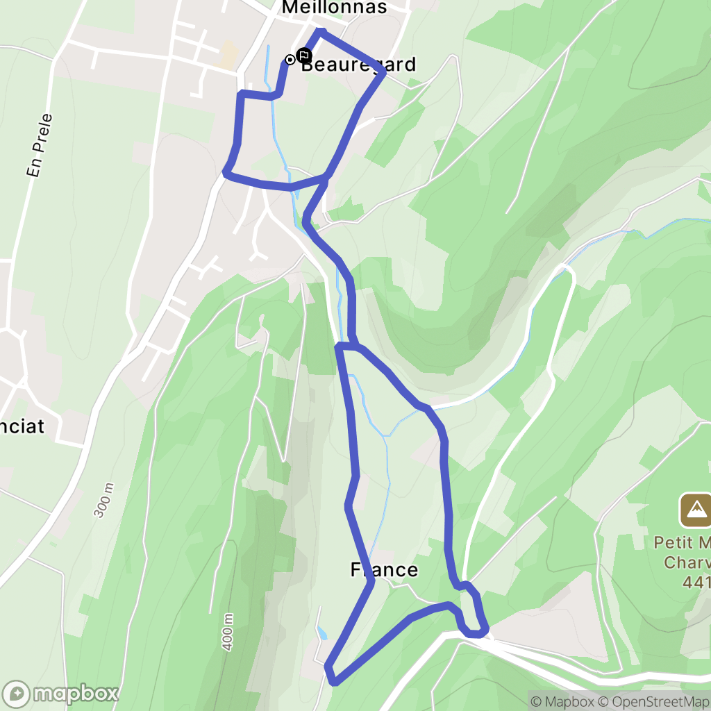 Meillonnas : carte du parcours de randonnée - France