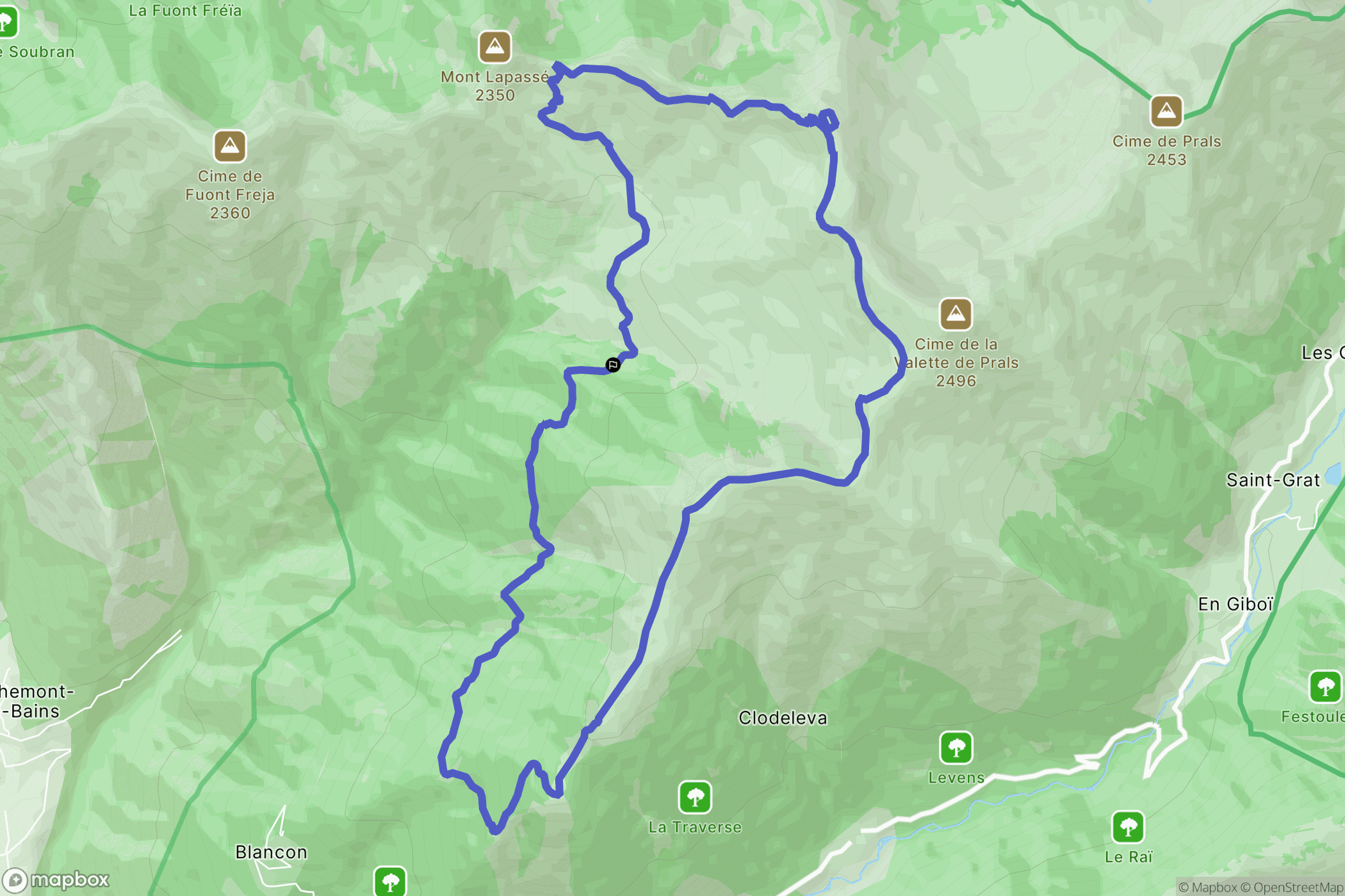 Belvédère : carte du parcours de randonnée - France