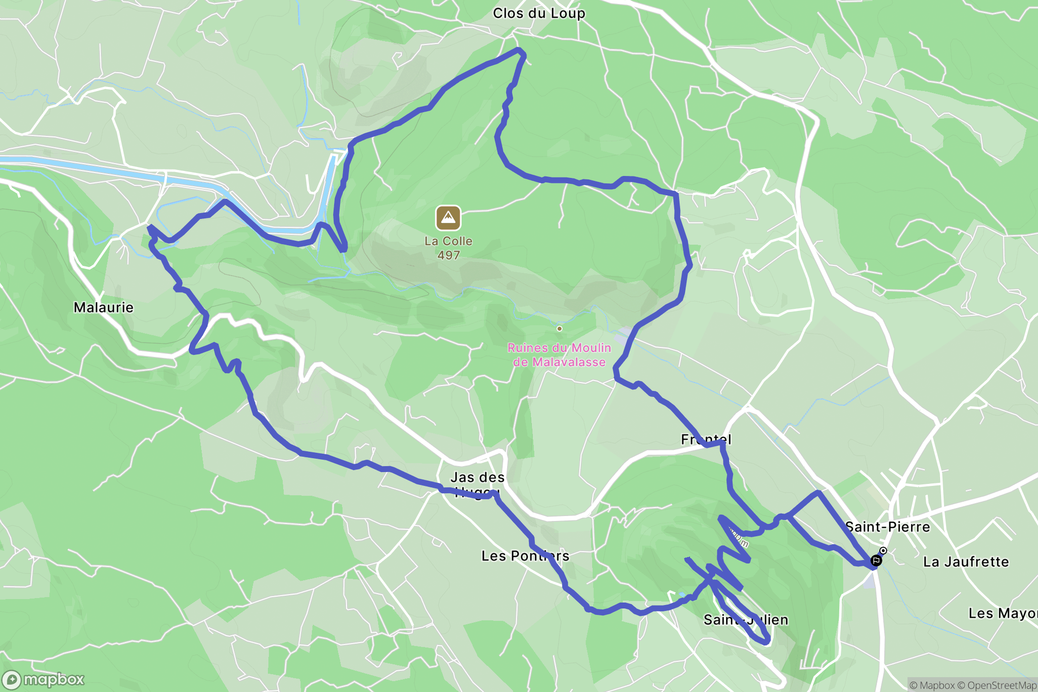 Saint-Julien : carte du parcours de randonnée - France