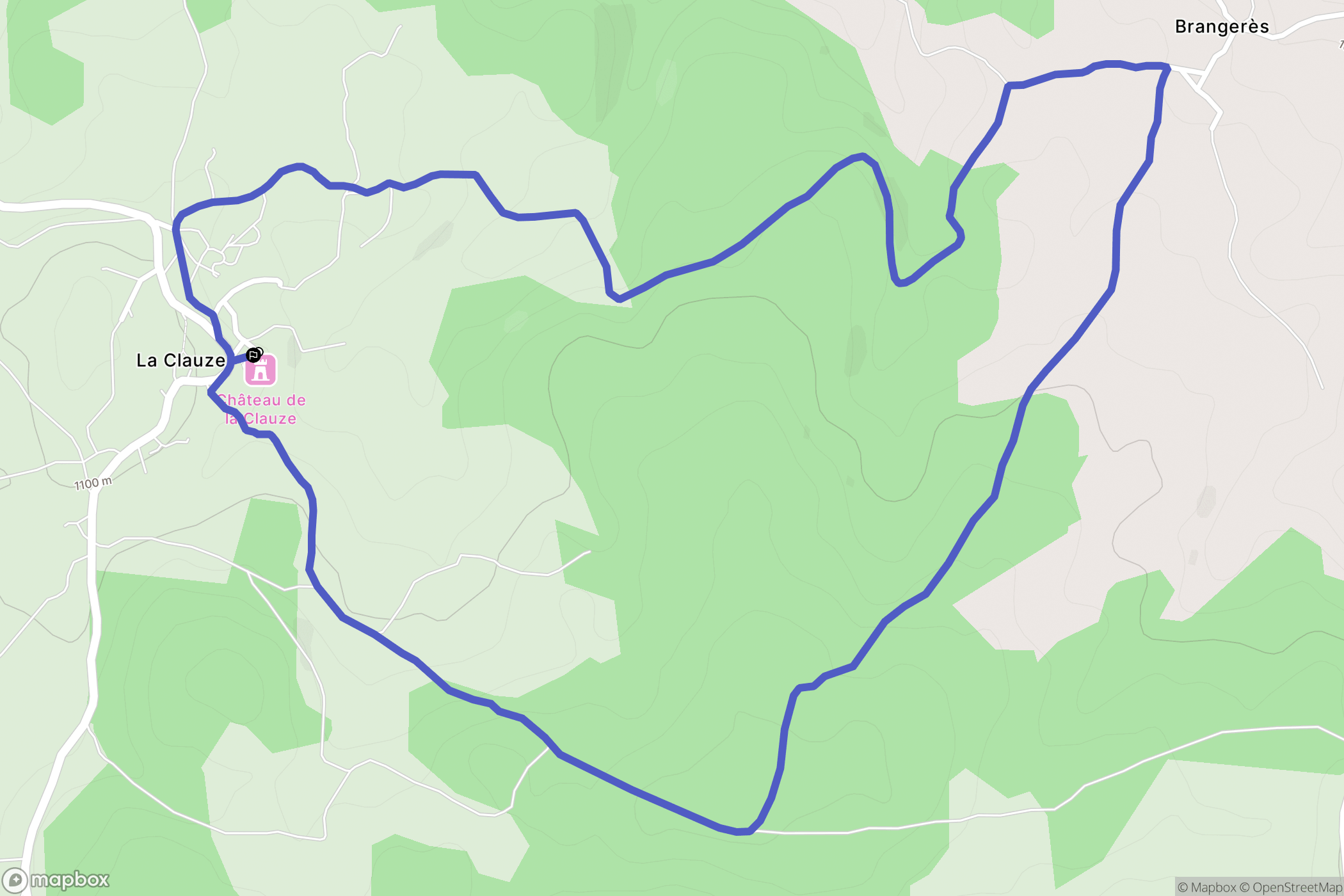 Grezes : carte du parcours de randonnée - France