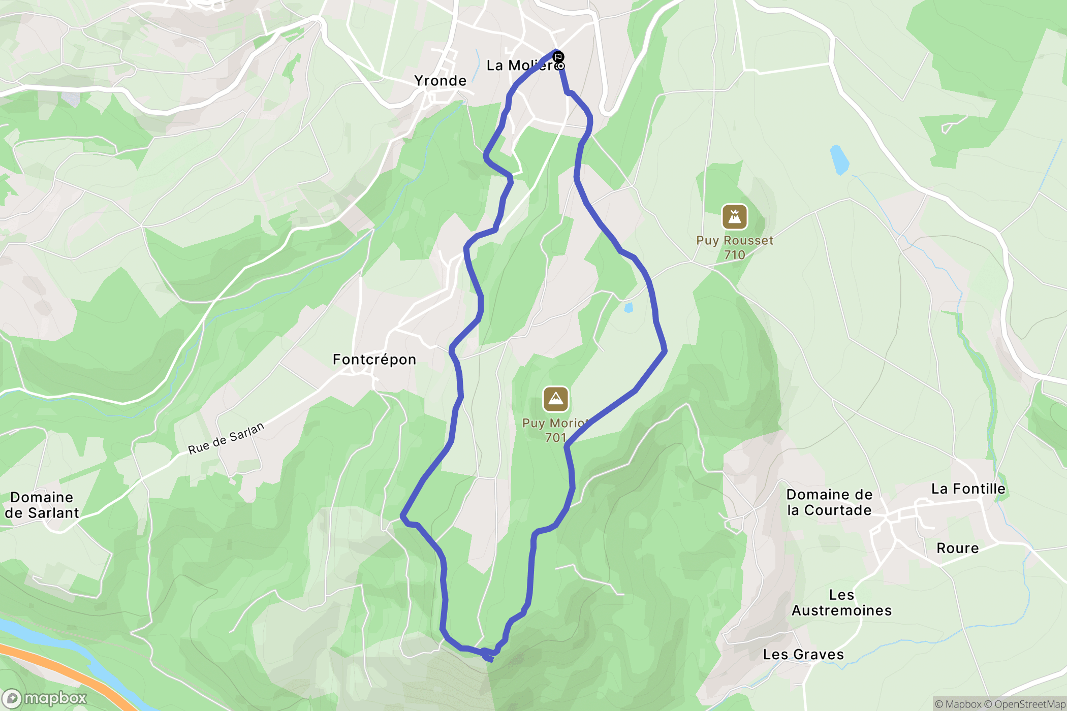 Yronde-et-Buron : carte du parcours de randonnée - France