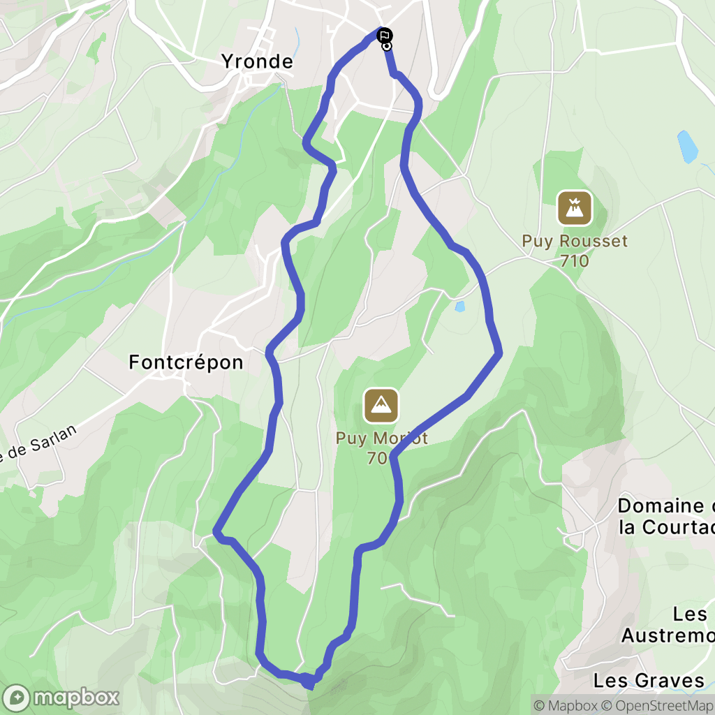 Yronde-et-Buron : carte du parcours de randonnée - France