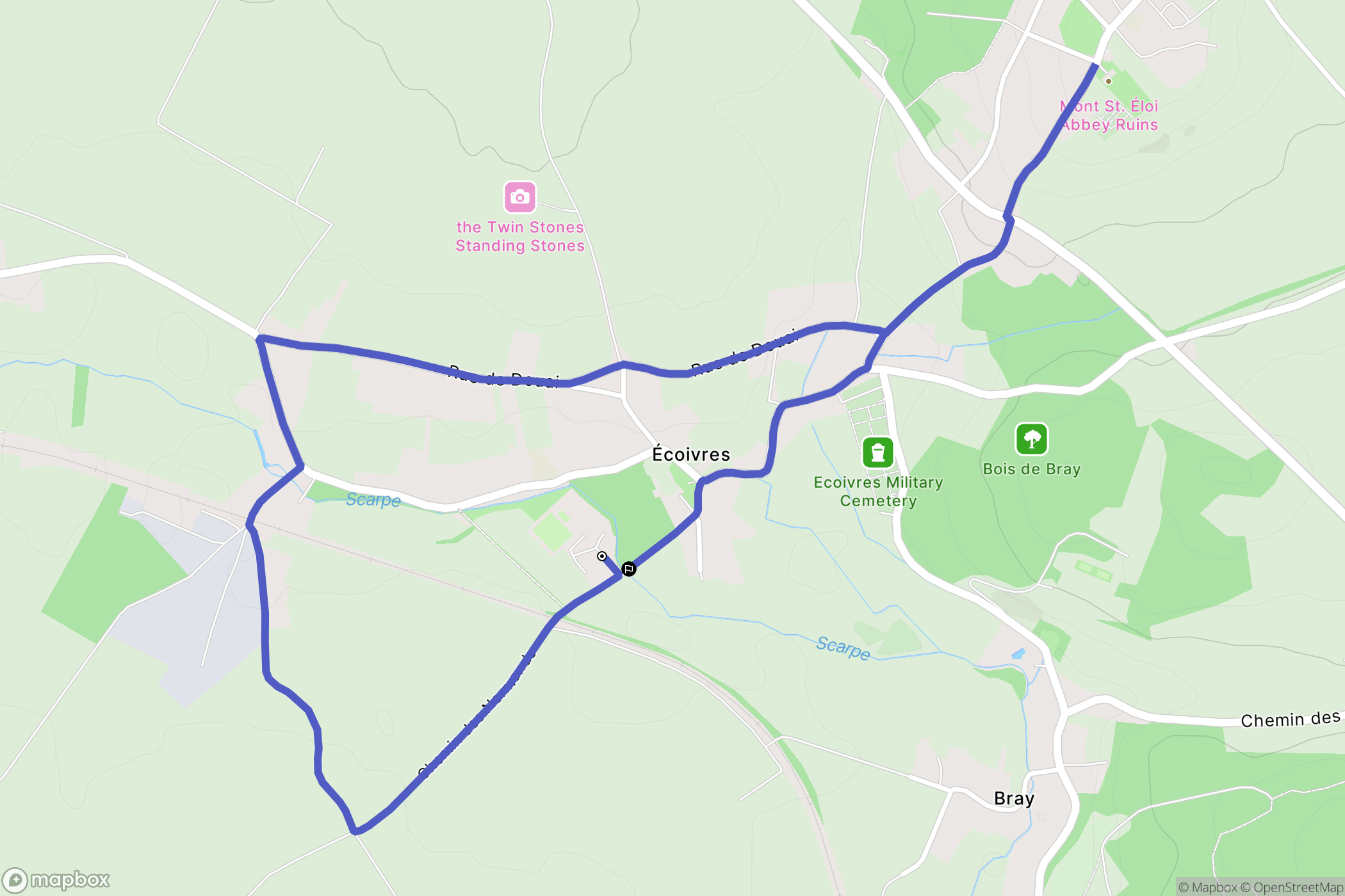 Mont-Saint-Éloi : carte du parcours de randonnée - France