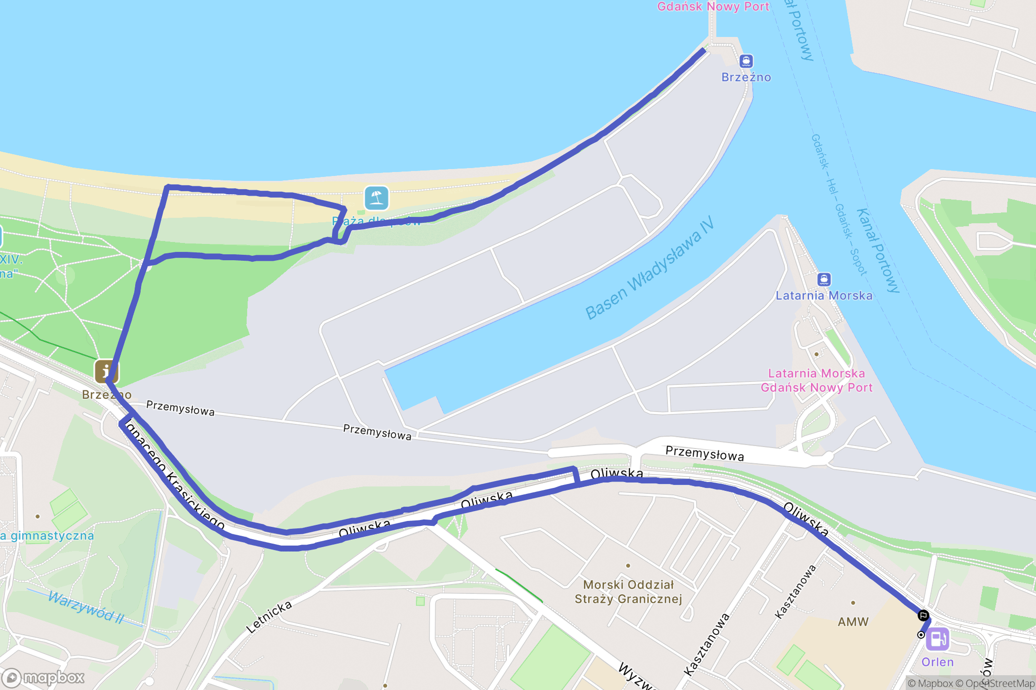 Gdańsk: mapa trasy - Poland