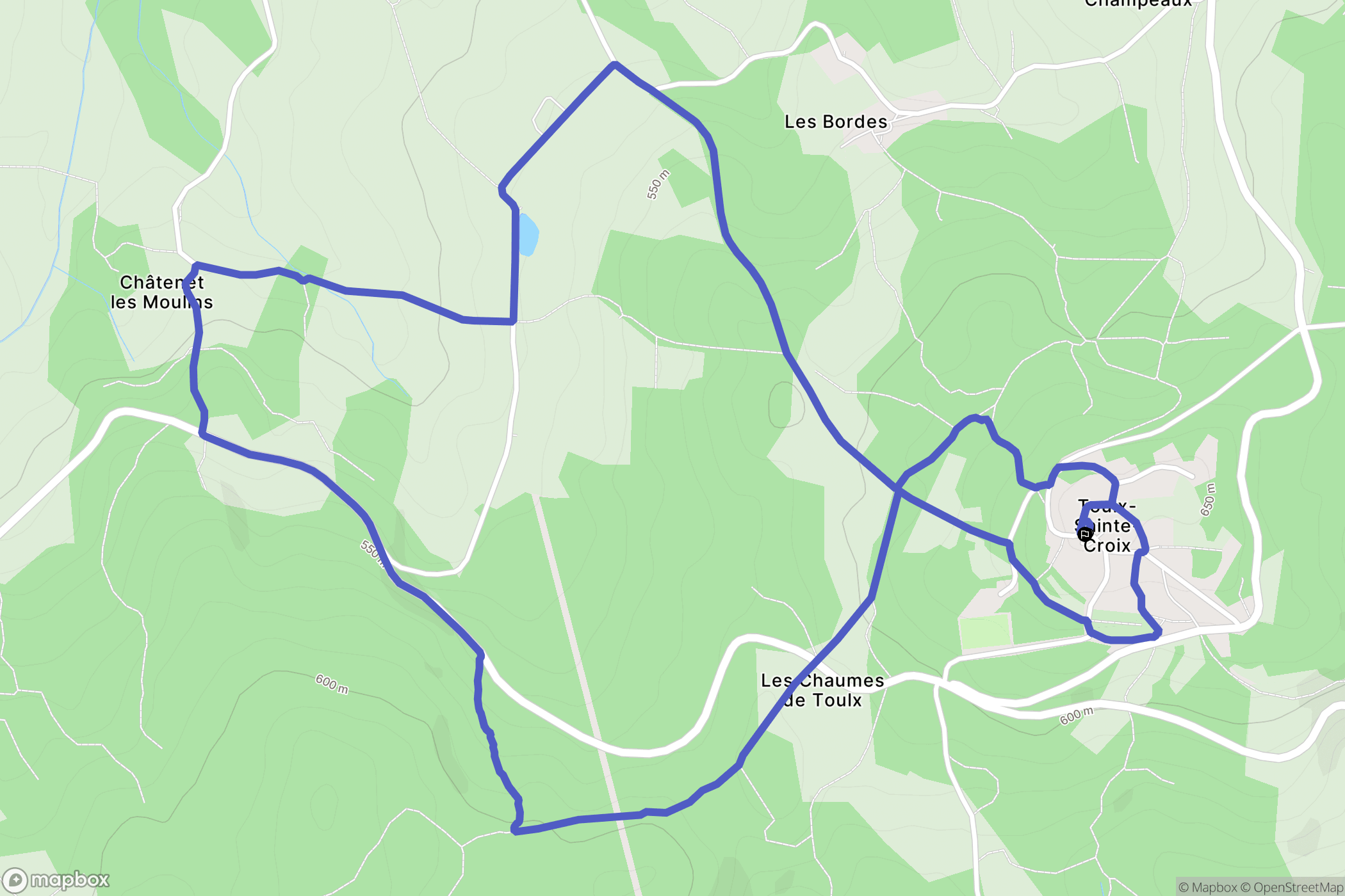 Toulx-Sainte-Croix : carte du parcours de randonnée - France