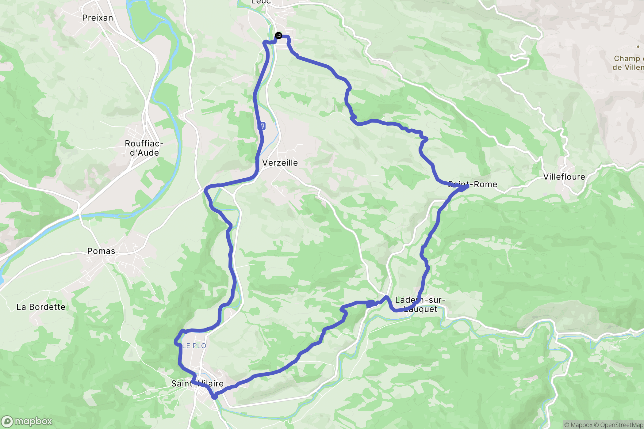 Leuc : carte du parcours de randonnée - France