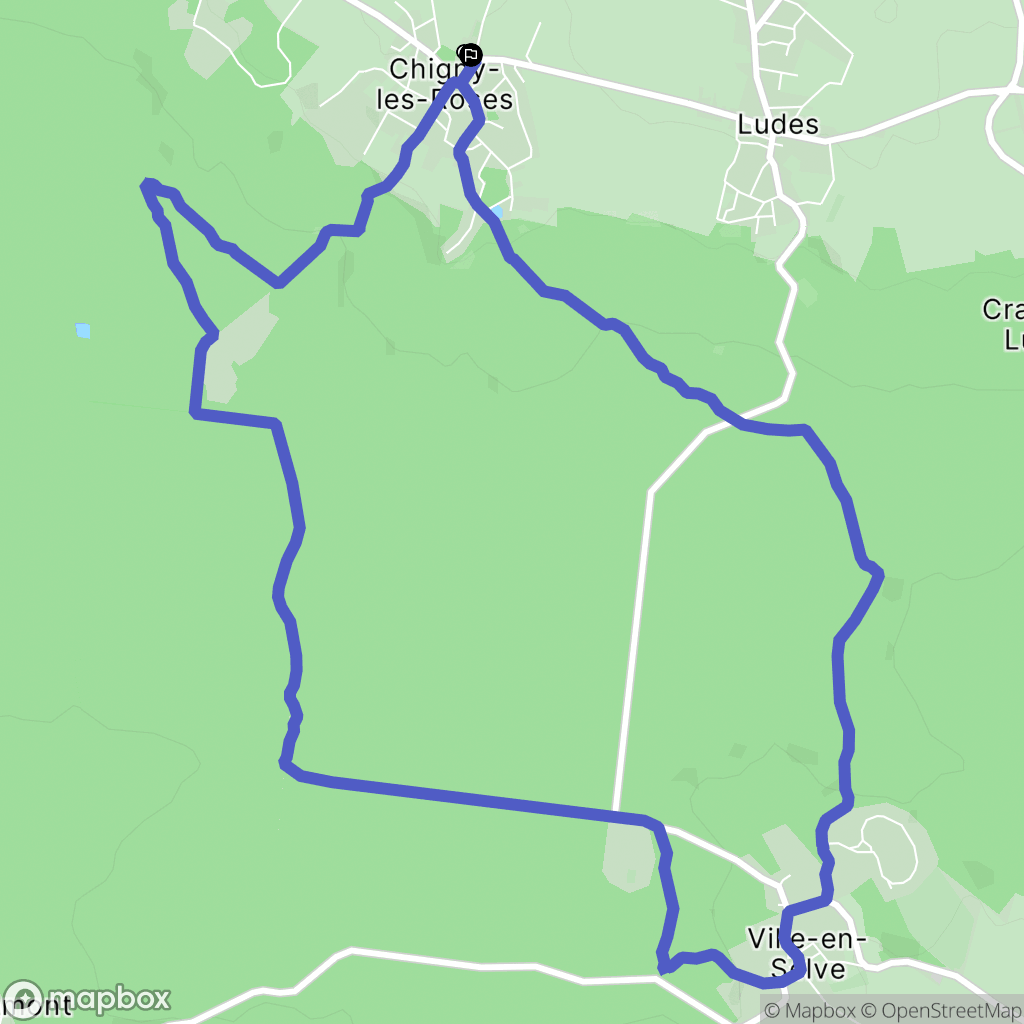 Chigny-les-Roses : carte du parcours de randonnée - France