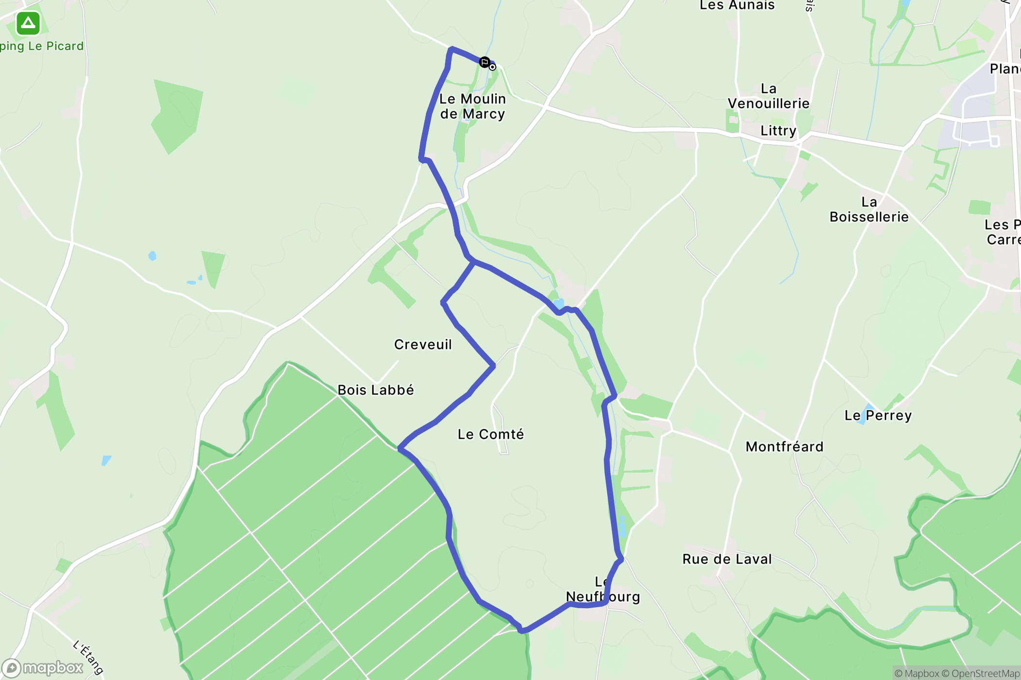 Le Molay-Littry : carte du parcours de randonnée - France