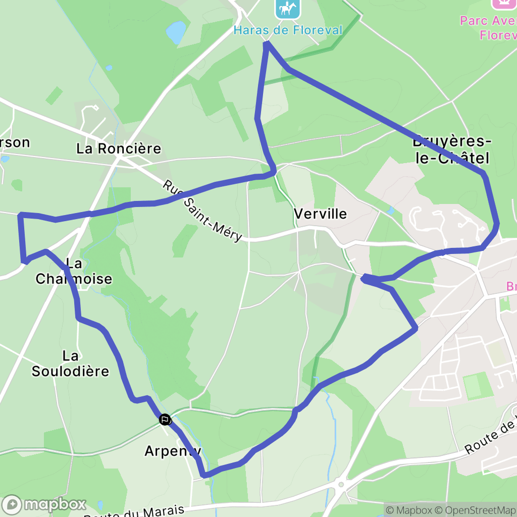 Bruyères-le-Châtel : carte du parcours de randonnée - France