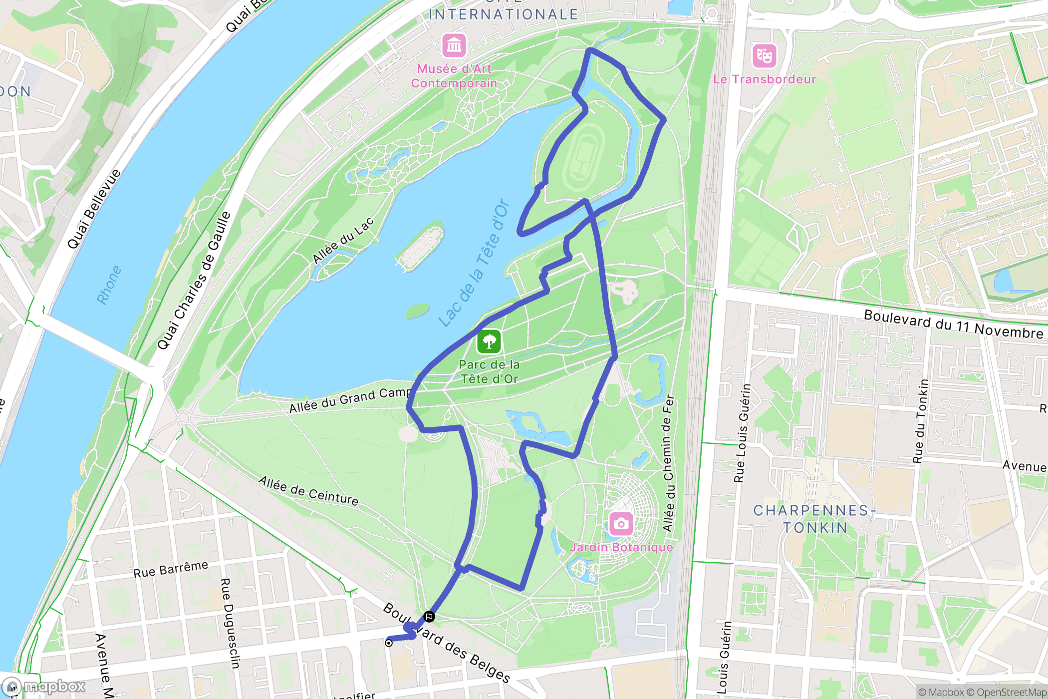 Lyon : carte du parcours de randonnée - France