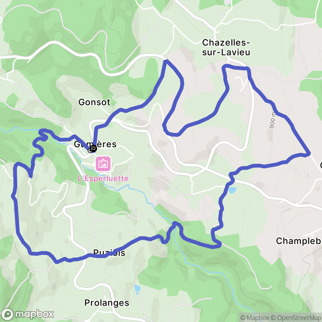 Gumières : carte du parcours de randonnée - France
