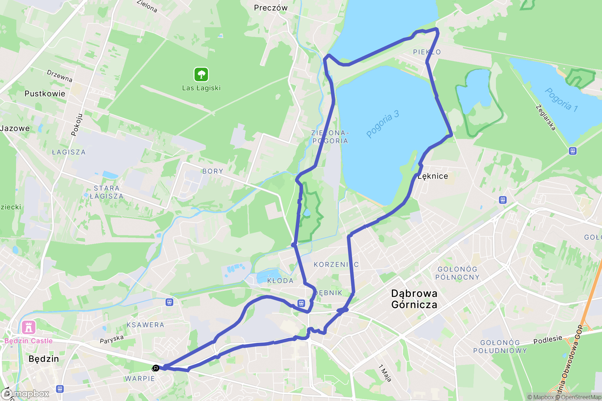 Będzin: mapa trasy - Poland