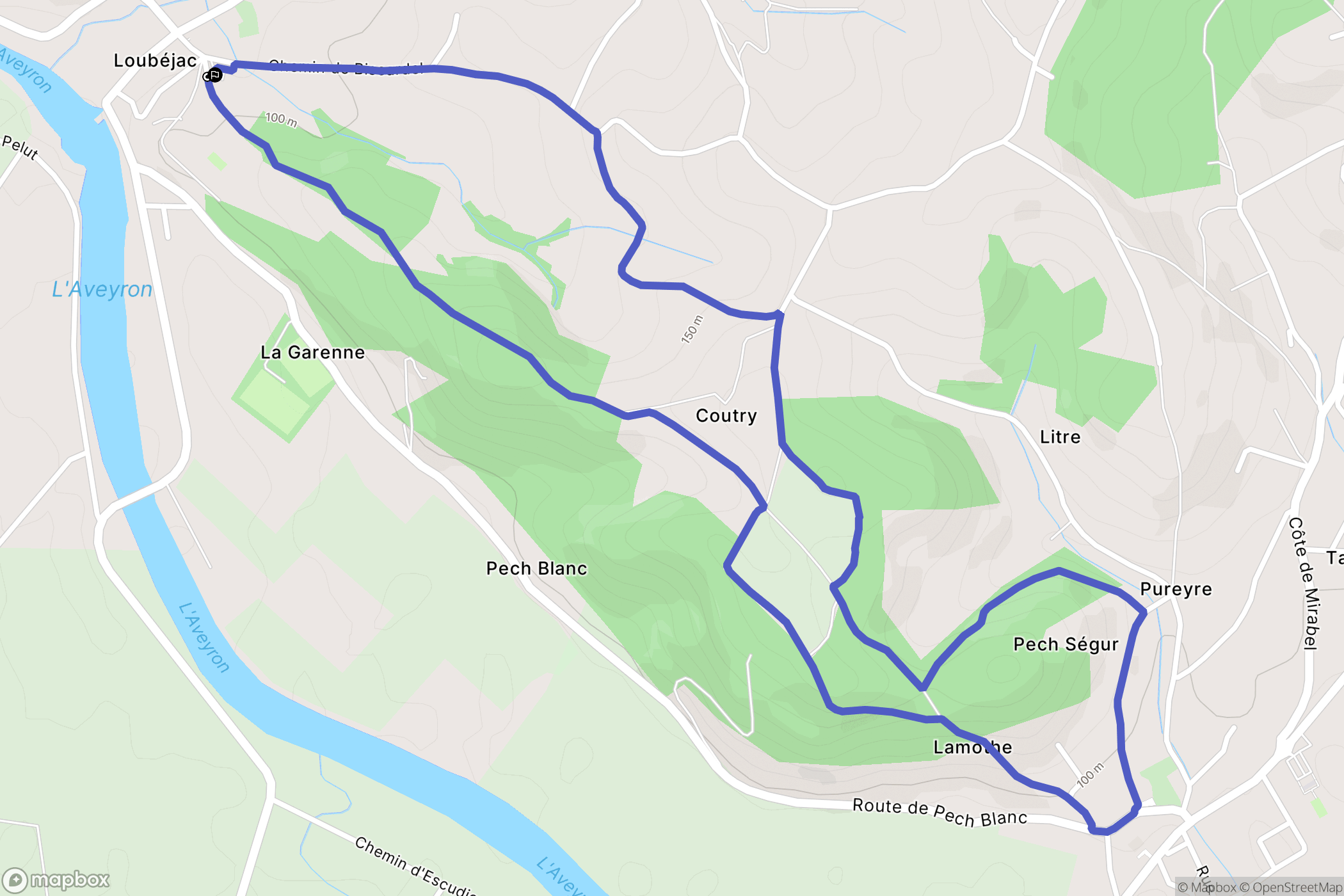 L'Honor-de-Cos : carte du parcours de randonnée - France