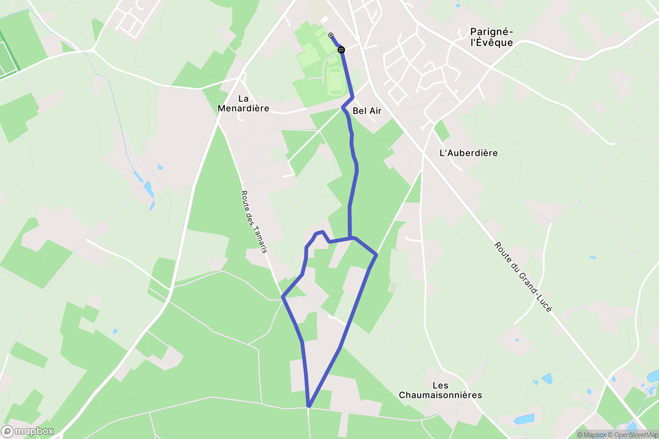 Parigné-l'Évêque : carte du parcours de randonnée - France