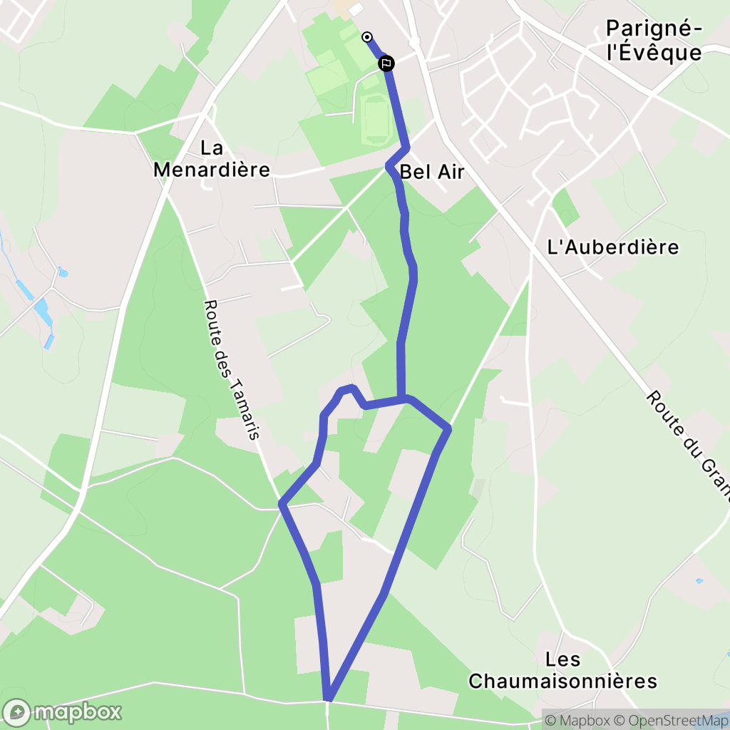 Parigné-l'Évêque : carte du parcours de randonnée - France