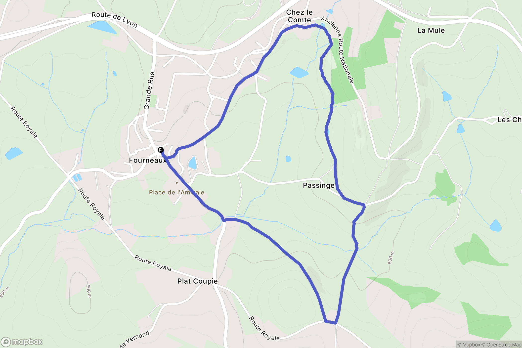Fourneaux : carte du parcours de randonnée - France