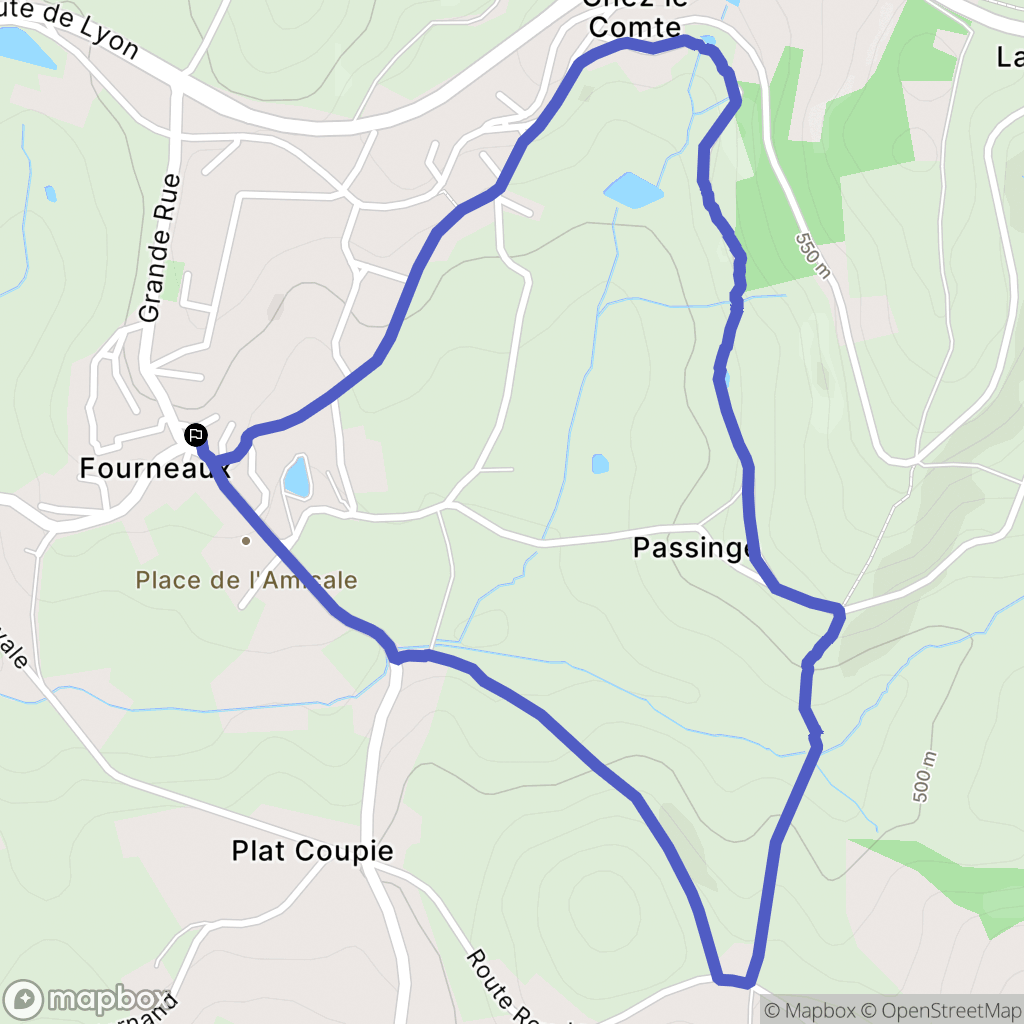 Fourneaux : carte du parcours de randonnée - France