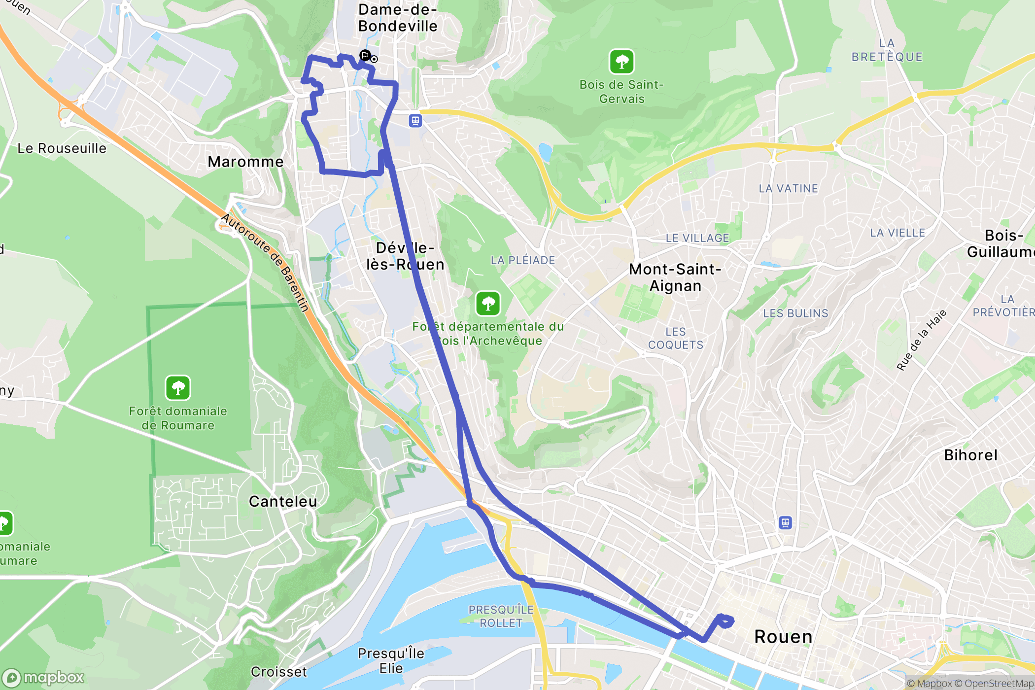 Notre-Dame-de-Bondeville : carte du parcours de randonnée - France