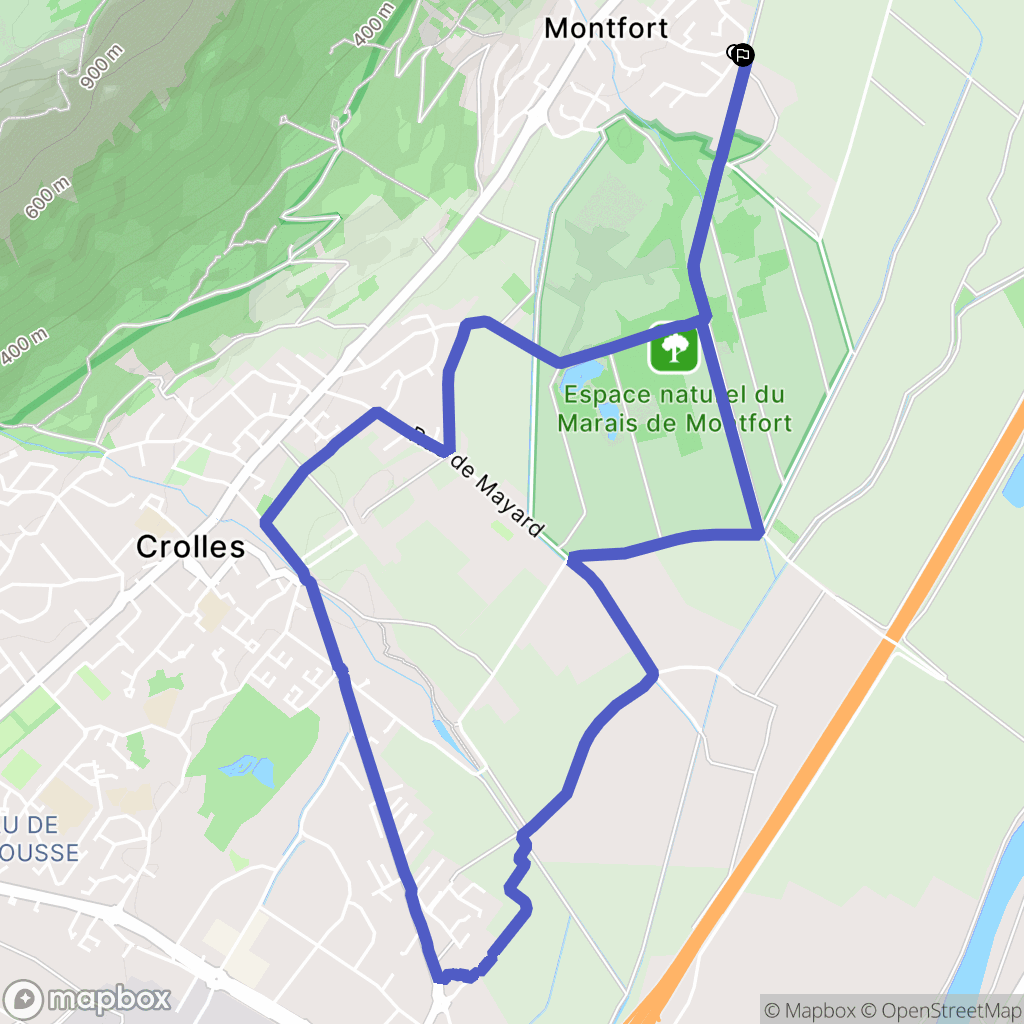 Crolles : carte du parcours de randonnée - France