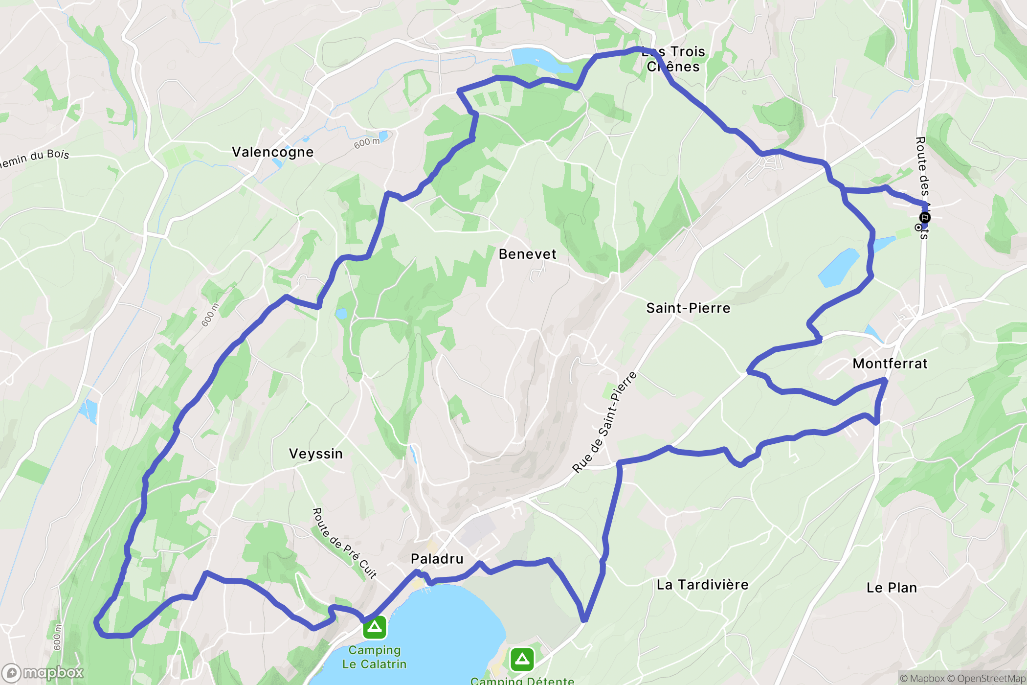 Montferrat : carte du parcours de randonnée - France
